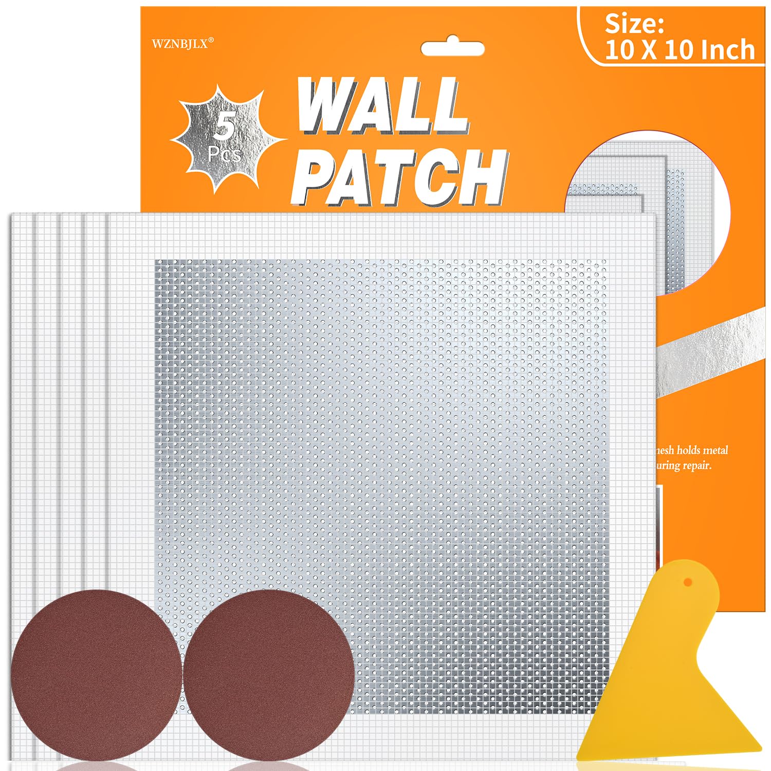 WZNBJLX Wall Patch Drywall Repair Kit, 10 x 10 Inch, Self-Adhesive Mesh Patch, Permanently Repairs Damaged Large Walls Hole and Ceilings