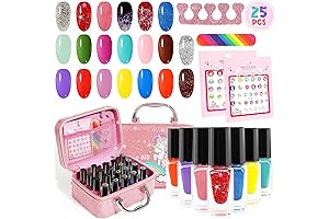 25-Piece Non-Toxic Peel-Off Kids Nail Polish Set for Girls