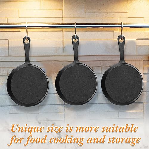 Miniatura 6 de Remerry Juego de 20 sartenes de hierro fundido de 4 pulgadas, mini sartén antiadherente de hierro negro, pequeño plato chisporroteante, sartén para