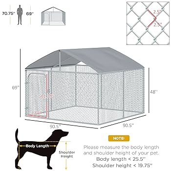 PawHut Outdoor Dog Kennel with Roof, Dog Run with Waterproof