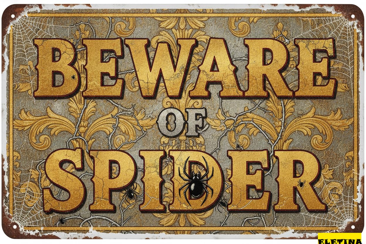 Tin Sign for Man Cave Neighbor Beware Of Funny Beware Of Spider Metal Inside Adt Security S Inside Beware (color : Decor A, Size : 8x12 In) Private Property Decorative