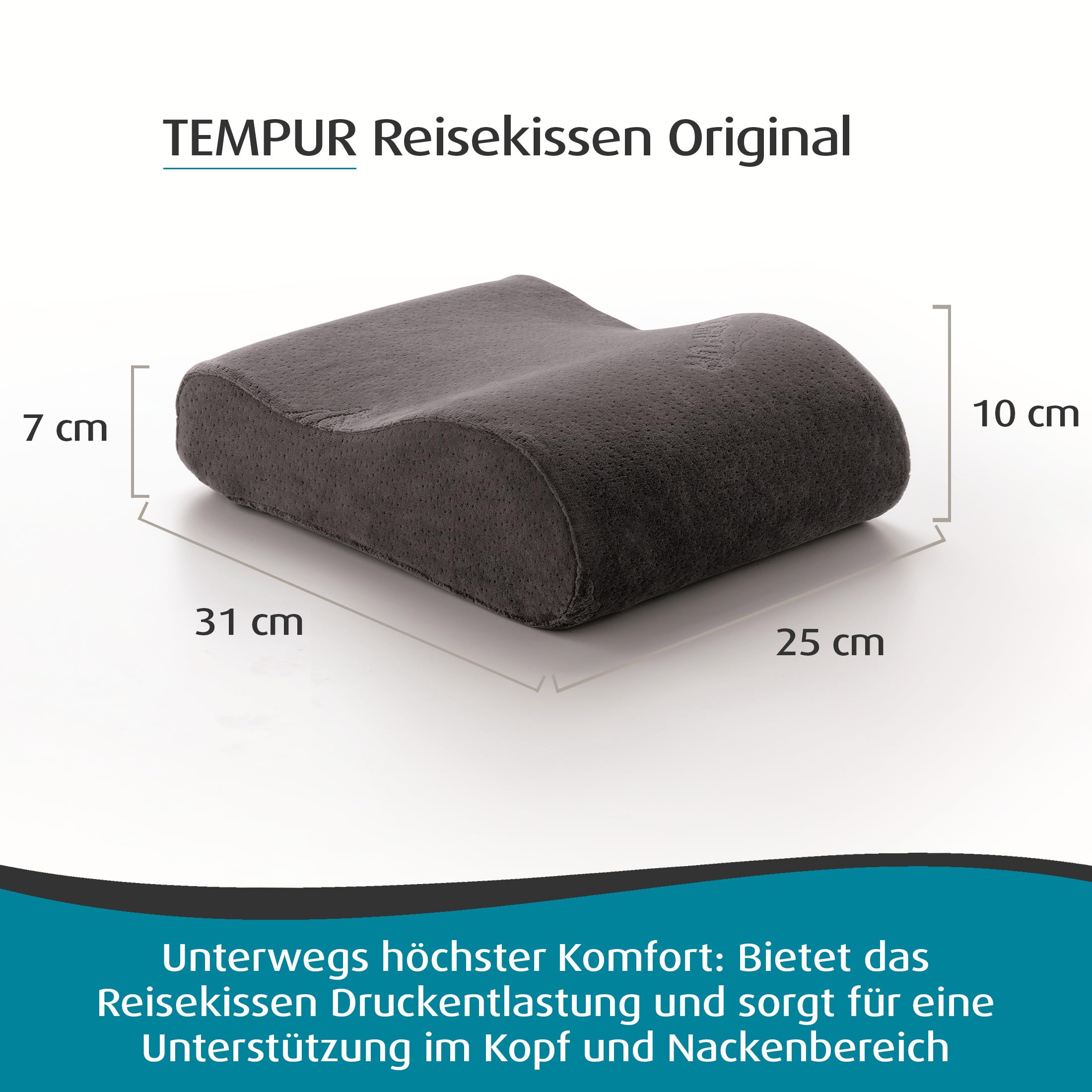 TEMPUR Reiseset 3-teilig mit praktischem Trolley, Reise-Nackenkissen sowie Reisematratze für Unterwegs, 5,5 kg, Anthrazit