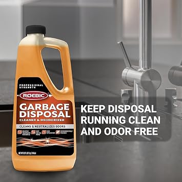 Roebic K-27 Garbage Disposal Cleaner, Liquid Sink and Sewer Drain Deodorizer with Bacteria Enzymes, Kitchen Odor Eliminator, 32 fl oz