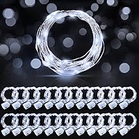 Vista 40 de AIKEI Paquete de 12 luces LED de hadas que funcionan con pilas, guirnaldas de luces impermeables de 7 pies, 20 luces LED de luciérnagas estrelladas