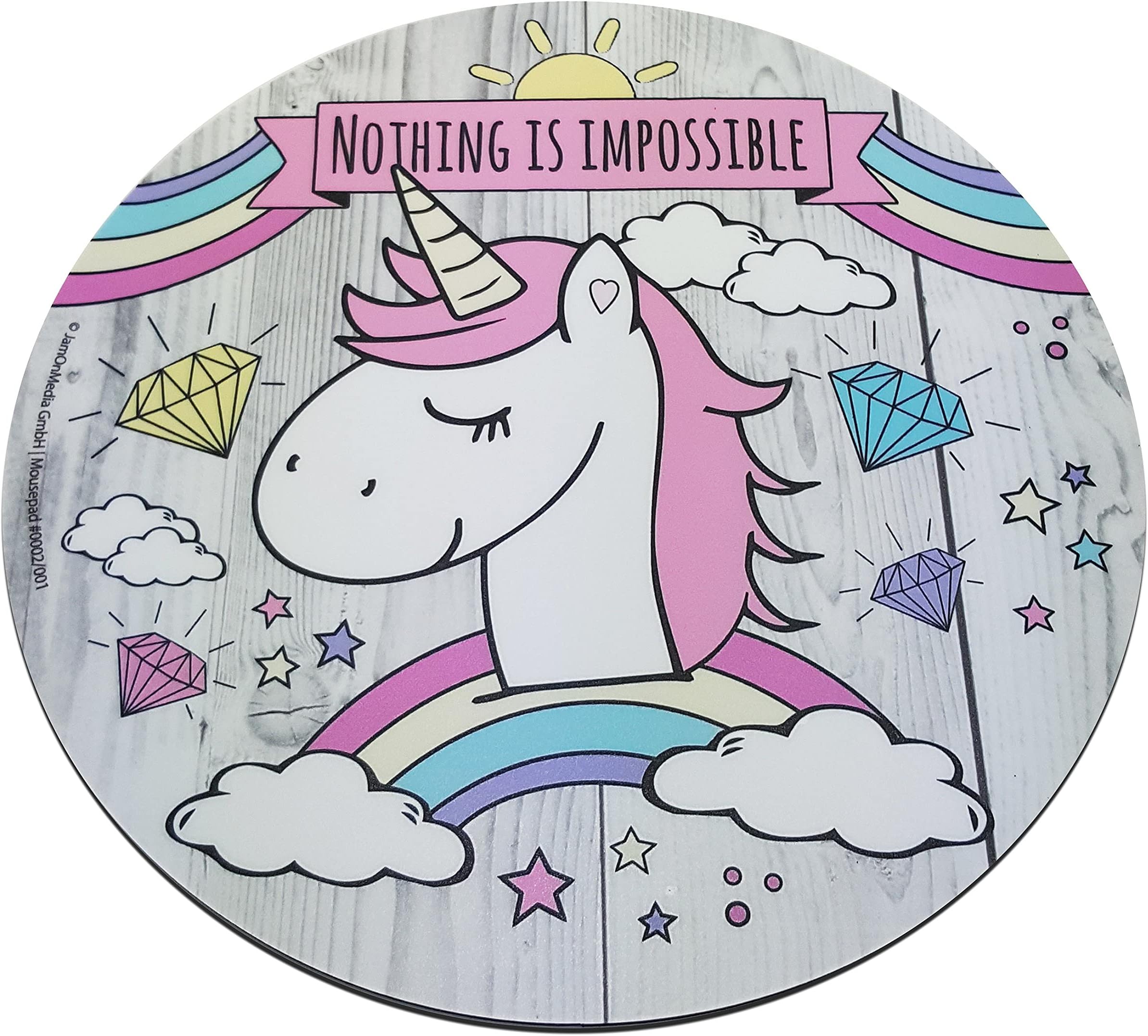 Cute Unicorn Mouse pad Round 8.66 inches Diameter | Quality Mouse-pad Made of Durable Plastic with Non-Slip Bottom Made of Cellular Rubber | Suitable for All Common Mouse Types