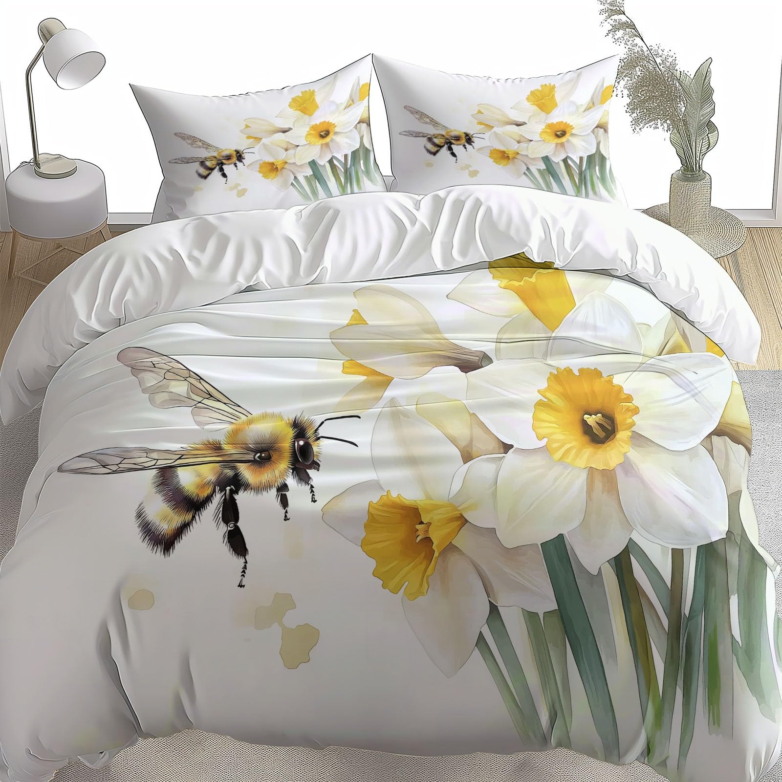 Beige Duvet Cover Toddler Bee 3 Pieces Bedding Set 40