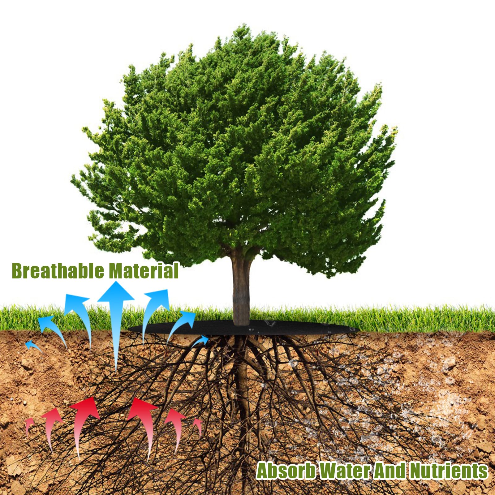 Set di 12 tele anticattive erbe, cuscino rotondo in tessuto non tessuto, biodegradabile, pacciamatura, giardino, tela invernale, pianta esterna, per nuovi alberi, fruttetti, paesaggio, diametro 52 cm