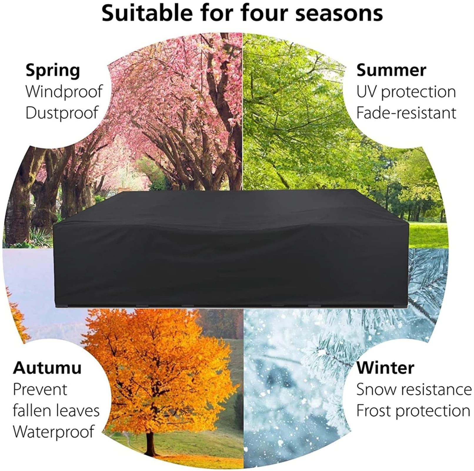 Coperture per Mobili da Giardino,Copertura Mobili da Giardino,420D Oxford Copertura Tavolo Esterno,Impermeabile Anti-UV Antivento Copertura,per Giardino Sedie Tavoli Divano,Nero,210x70x50cm