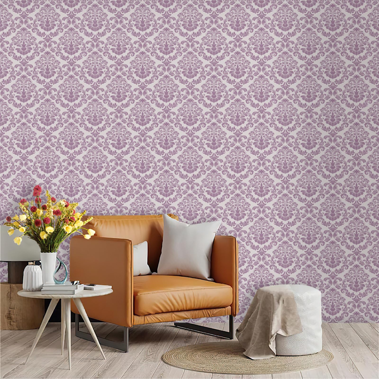 Zahhyg Purple Wallpaper Bohemian Peel And Stick Self Adhesive Wallpaper For Living Room Waterproof Vinyl, Art Deco Thicken Sticky Back Plastic Removable