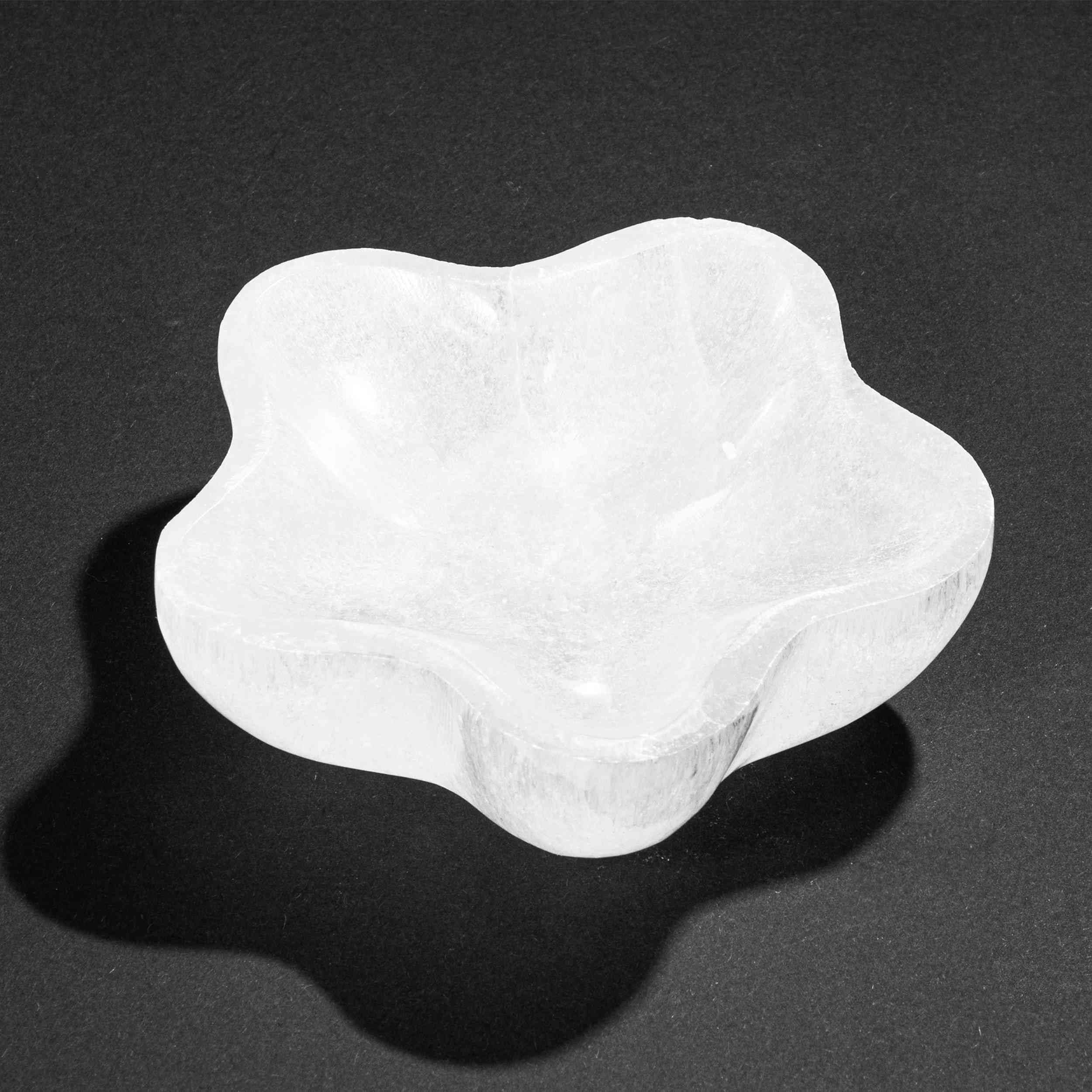 NKlaus Ciotola per fiori in selenite 9,5 cm – Ciotola in pietra preziosa per gioielli, cristalli e rituali, ciotola in pietra curativa naturale per Reiki, meditazione e lavoro energetico spirituale
