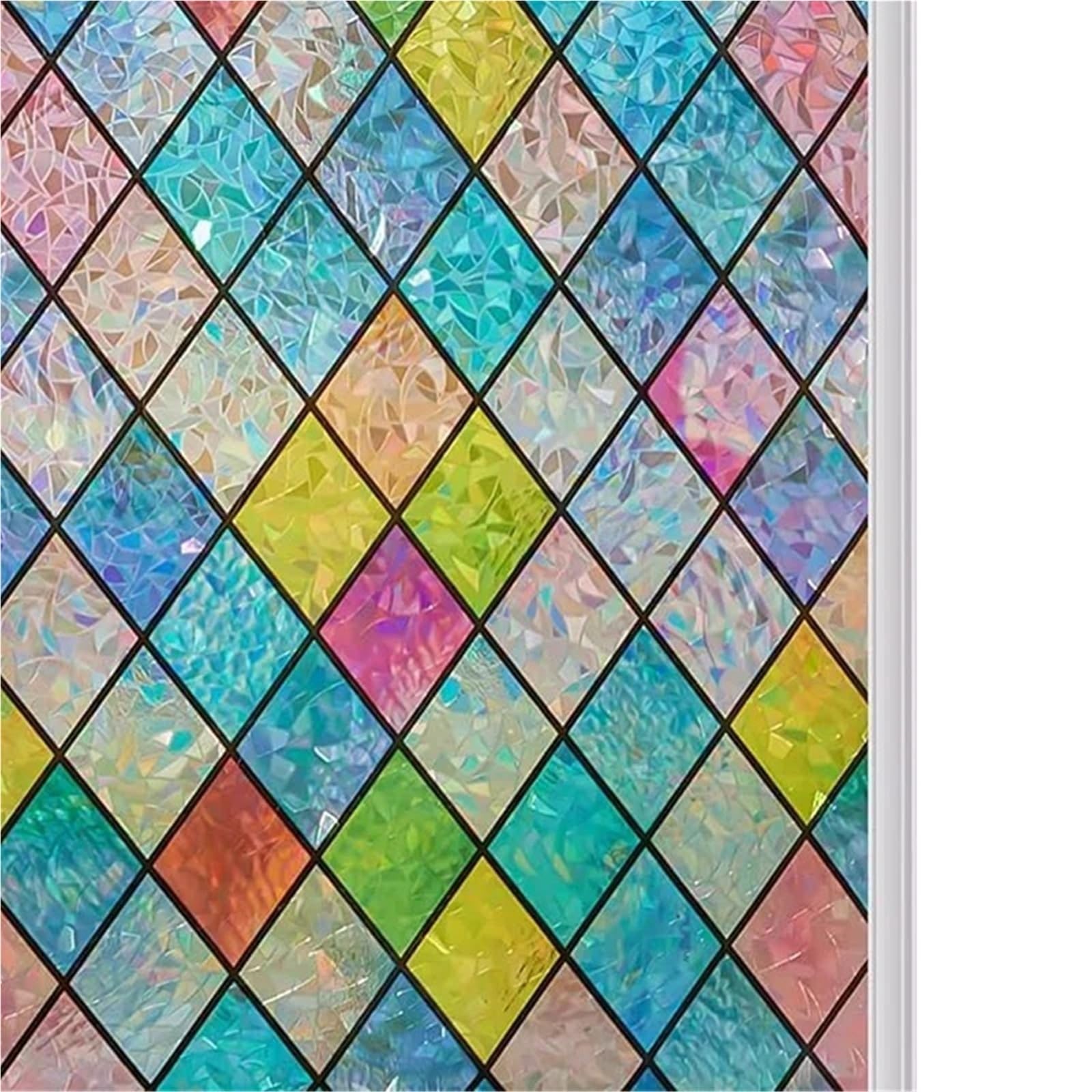Window Film Privacy Window Film Rainbow Holographic Privacy Decorative UV Sun Blocking Static Cling Covering for Home(30x500cm)