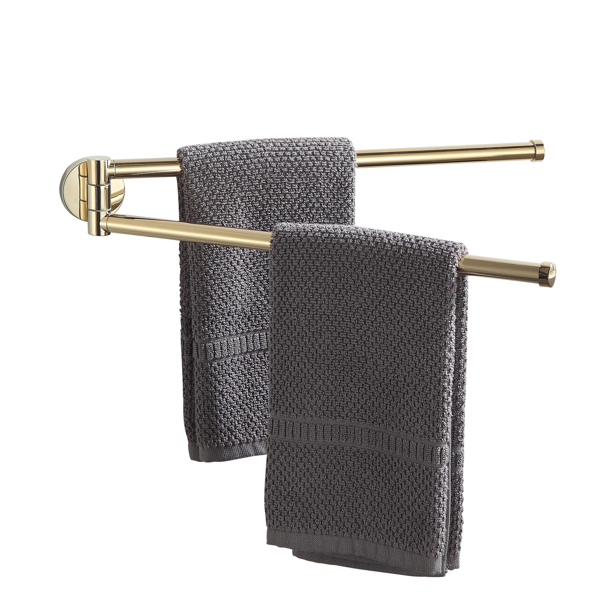 BGL 2-Arm Swivel Double Towel Bar, Gold, Stainless Steel, Wall Mounted