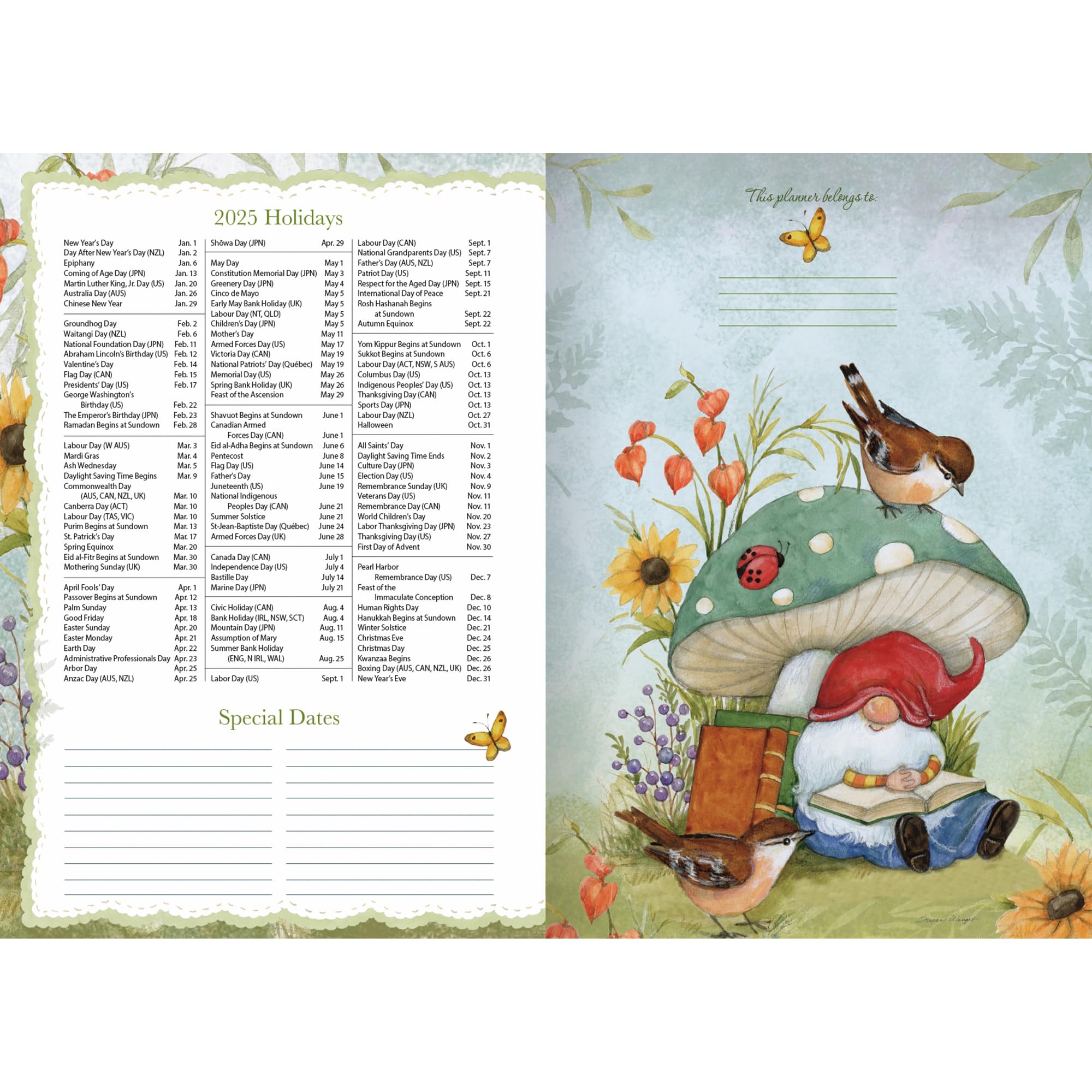 LANG Gnome Sweet Gnome 2025 Planner mensile (25991012126)