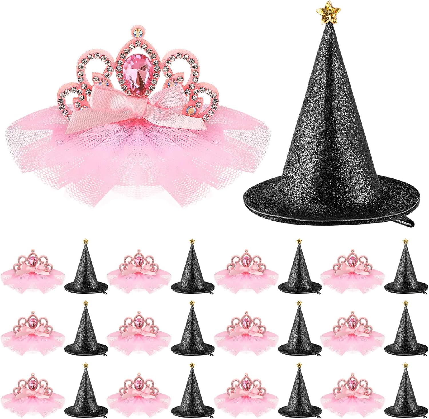 Janinka 24 Pcs Witch Hat Princess Hair Clips for Gifts Mini Hair Accessories Clips for Women Pet Costume Accessories Cosplay