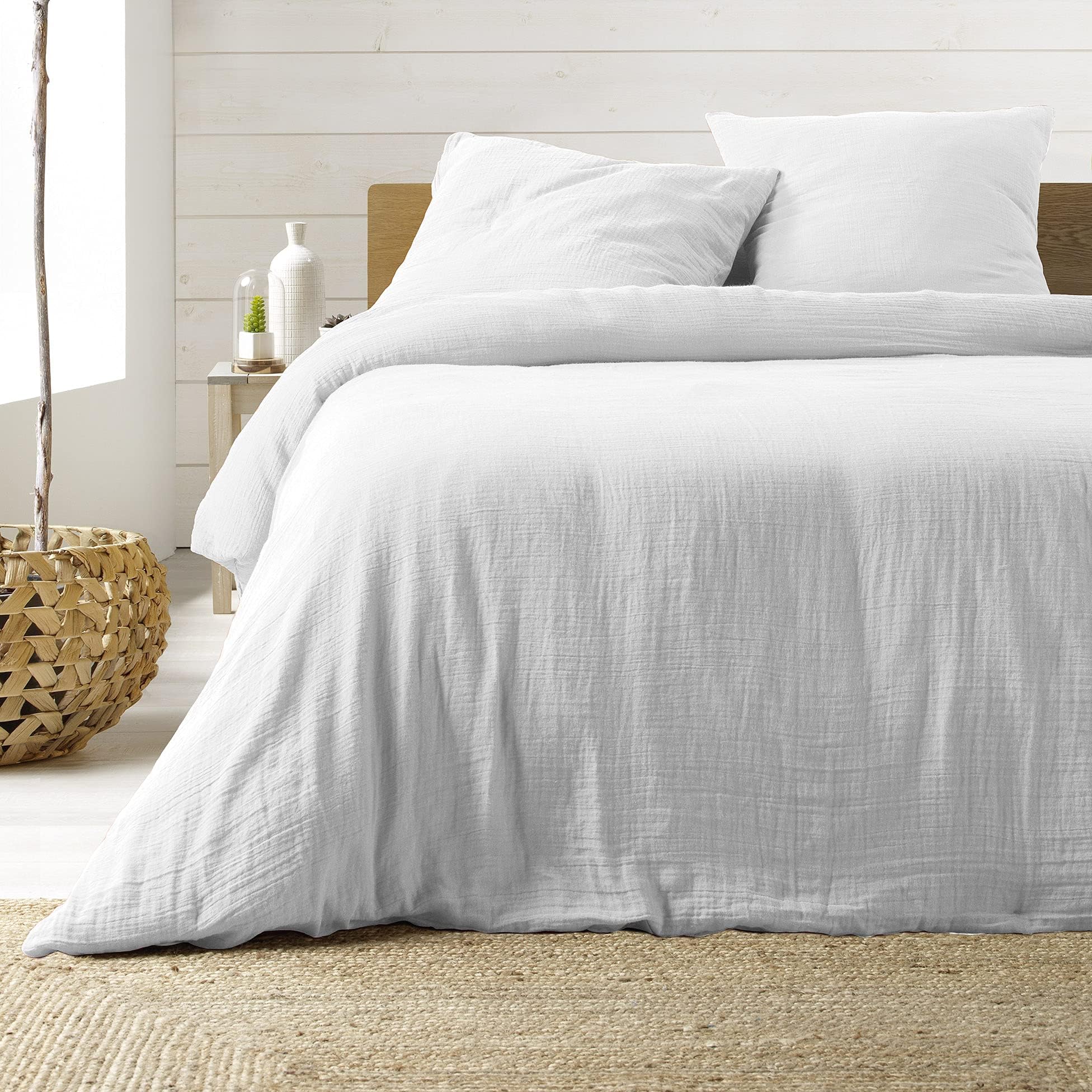 Boxspring hoes Katoengaas (160 x 200 cm) Gaïa Beige - Beddengoed - Eminza