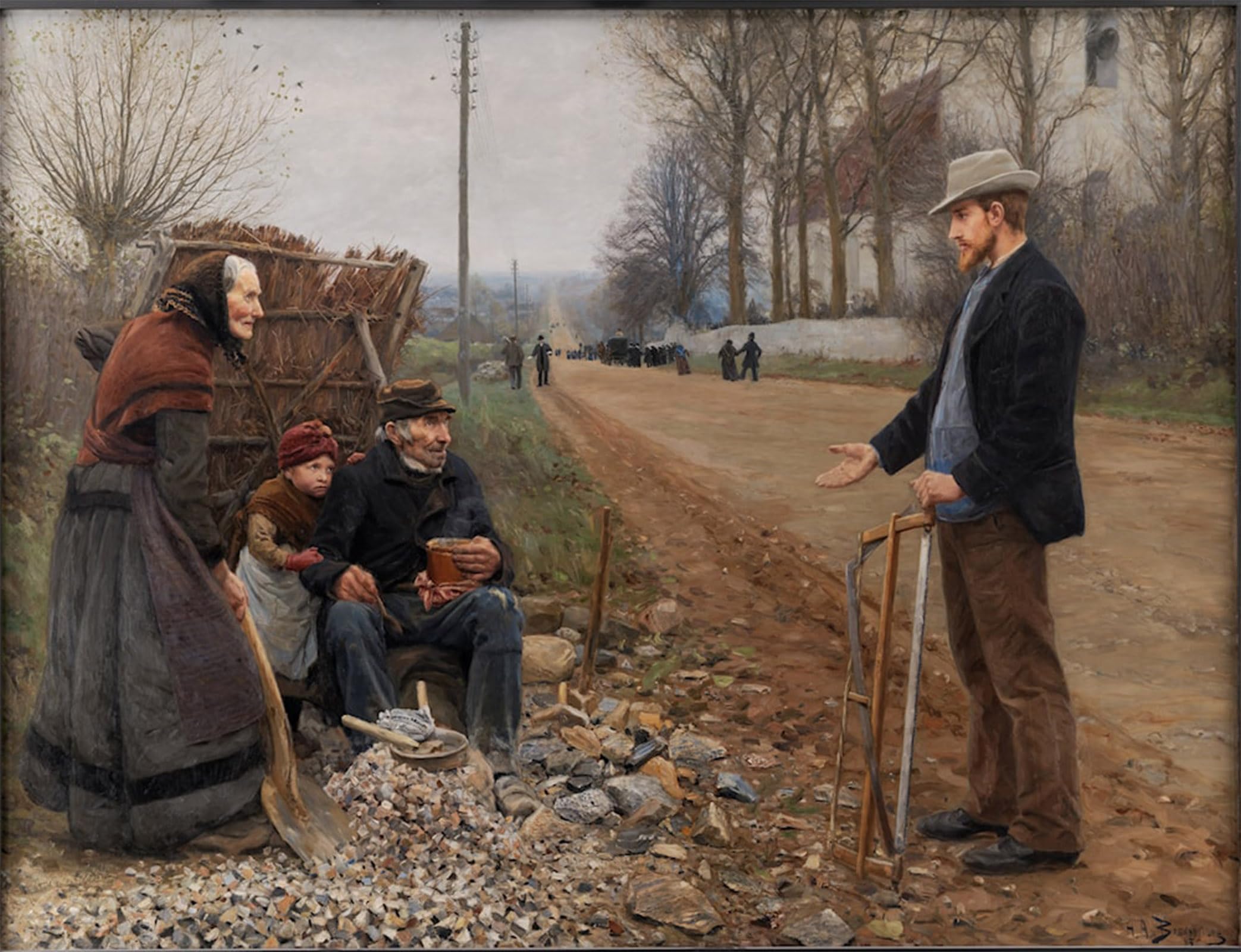SERENDIPITP Vintage Picture Print on Canvas Wall Art Poster People by a Road by Hans Anderson Brendekilde Artwork Print Poster for Wall Decor 60x90cm