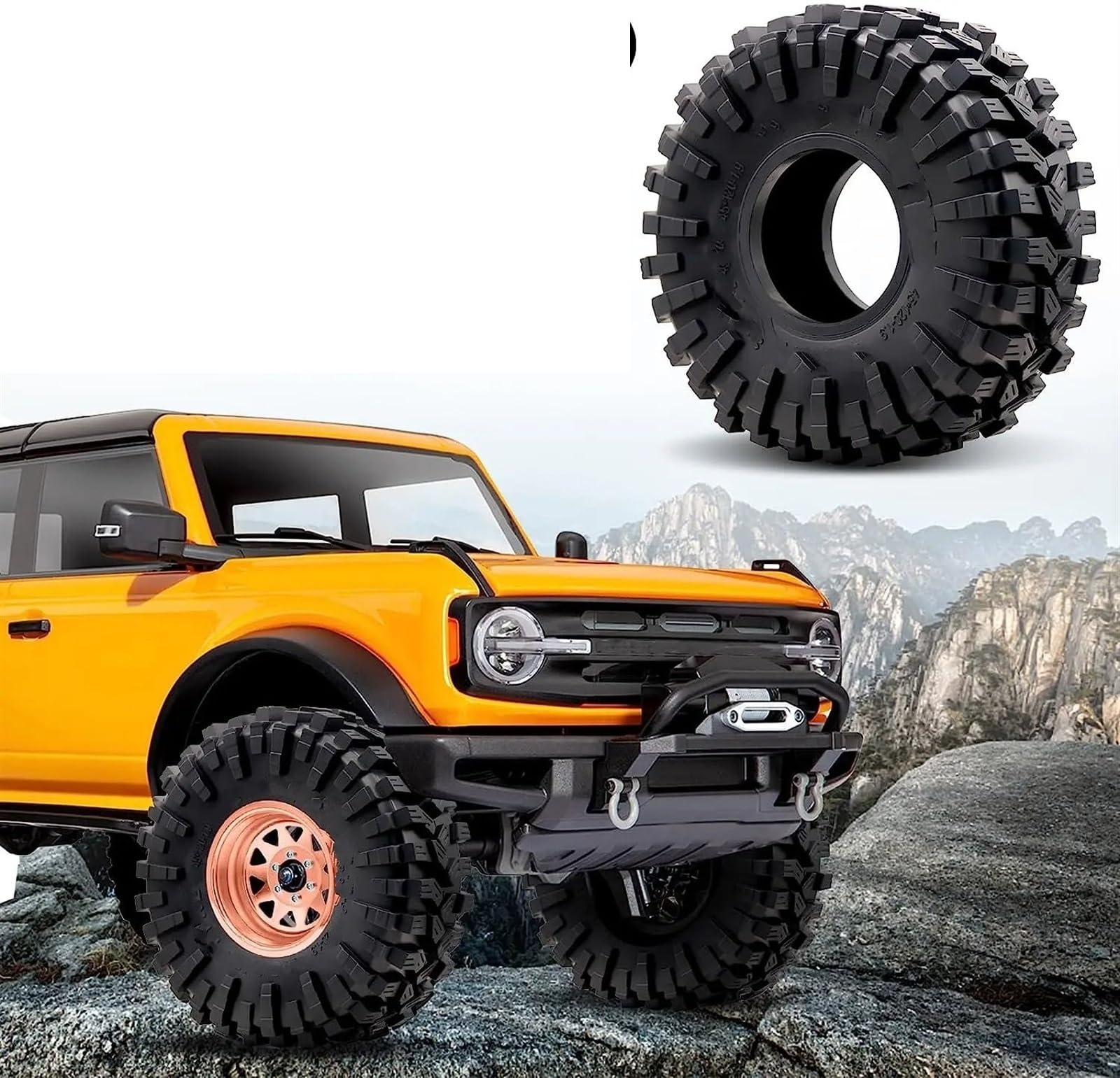 RC NeumáTicos Compatible con SCX10 para 90046 UTB18 TRX4 TRX6 para Redcat Gen8 7VS4-10 1.9in RC Juego De Neumáticos Goma 1/10 Neumático Trepador Control Remoto