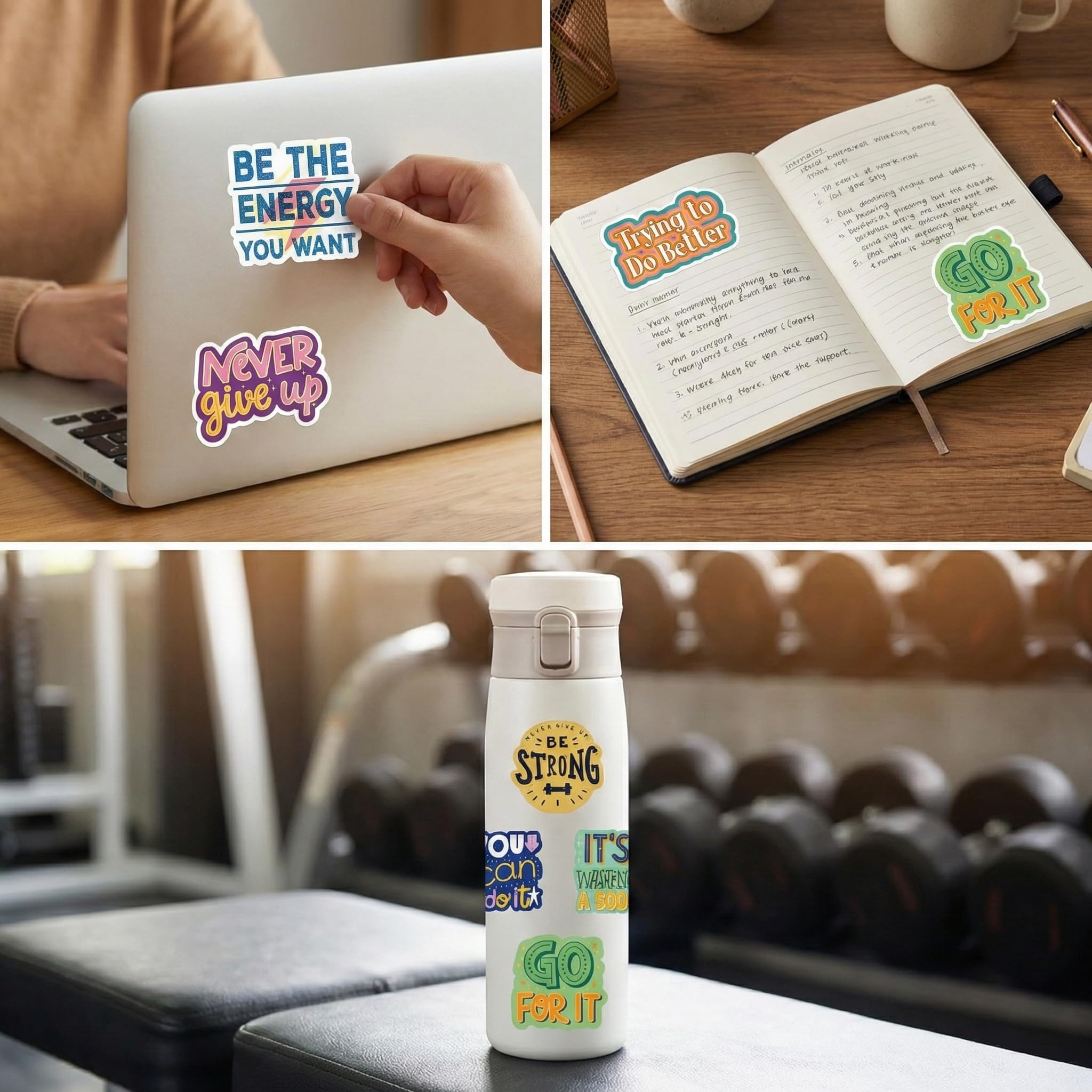 Adesivi motivazionali frasi positive 50 pezzi stickers vinile impermeabili 3–6 cm set decorativo per laptop telefono bottiglia valigia skateboard diario regalo ispirazionale