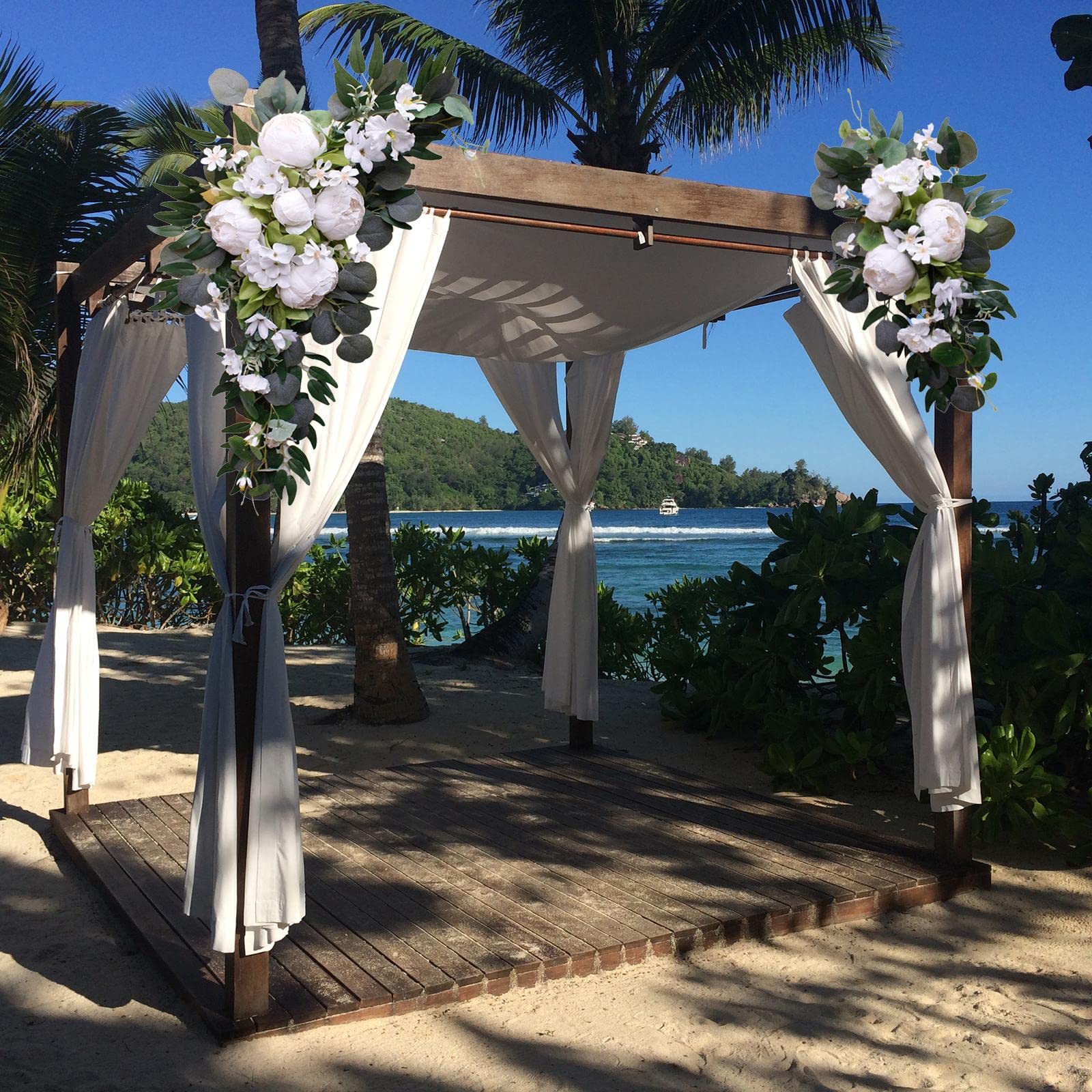 Set di Fiori Artificiali per Matrimoni, Decorazioni di Peonie di Seta per Cerimonie, Feste, Ghirlande Floreali Versatili Fatte a Mano, Bianco