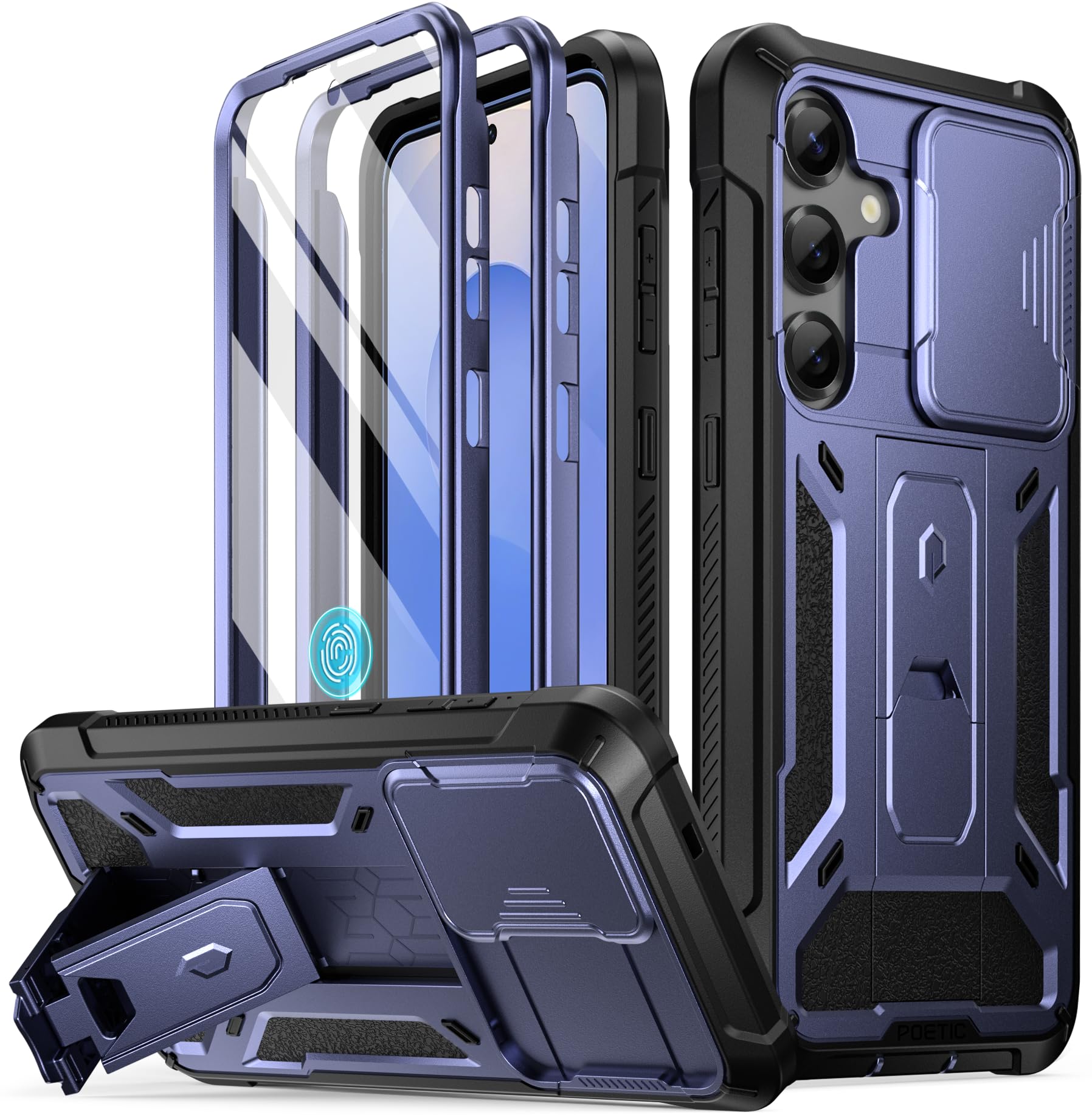 Poetic Spartan Case for Galaxy S25+ Plus 6.7", [Slide Camera Cover] [Screen Protector Works with Fingerprint ID] Military Grade Rugged Shockproof S25