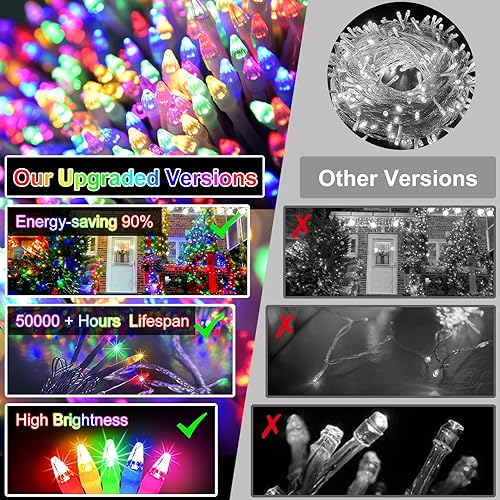 Miniatura 5 de Luces de Navidad de 509 pies para exteriores, 1350 luces LED para decoración de árbol de Navidad con 8 modos y memoria de temporizador, cable