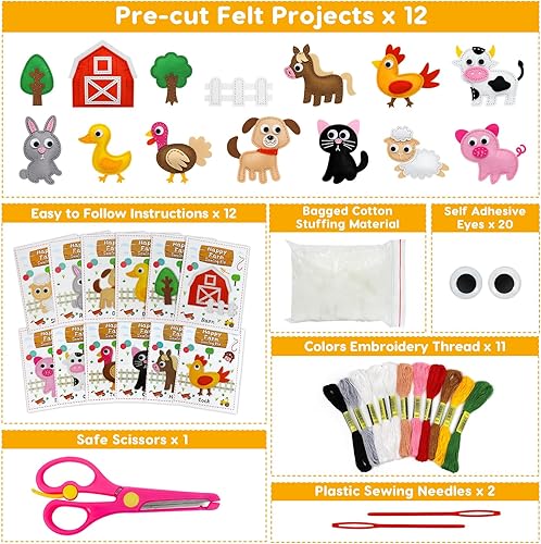 Miniatura 2 de OKOOKO Kit de manualidades de costura de animales, kit de manualidades de costura para niños, juego de manualidades y costura, kits de manualidades