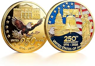 USA 250th Anniversary Commemorative Coin 1776-2026 - Silver-Plated American Eagle & Liberty Bell Design - Patriotic Collectible for Independence Day Celebration & Gifting (1PCS (Classic Rust)