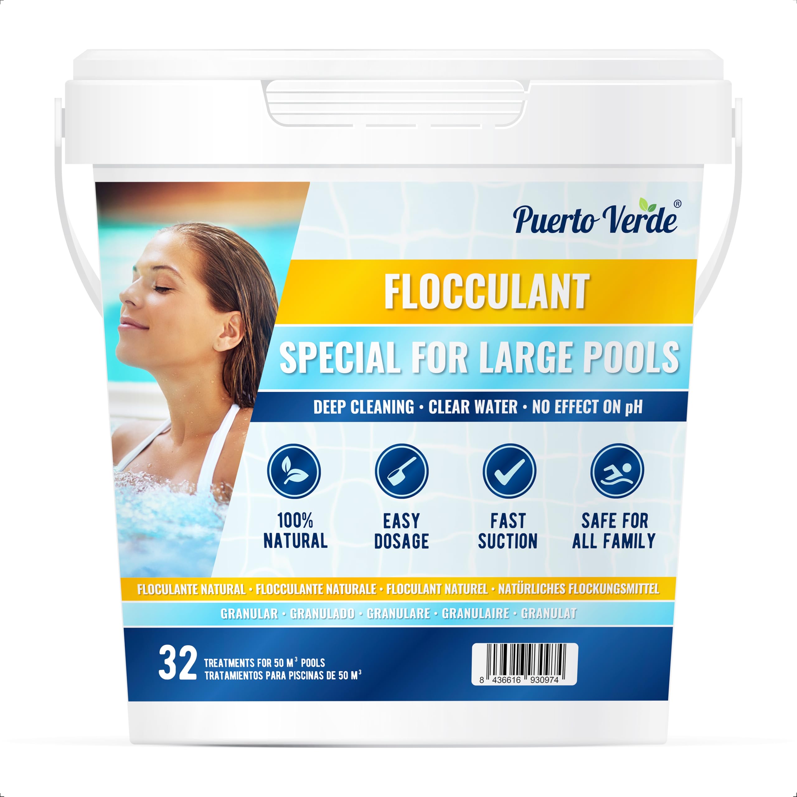• Floculant Naturel 32 Traitements. Clarifiant pour Les Grandes Piscines et Les Spas. Éliminateur de Turbidité pour Une Eau Cristalline. Format Granulé à Utilisation Sûre.