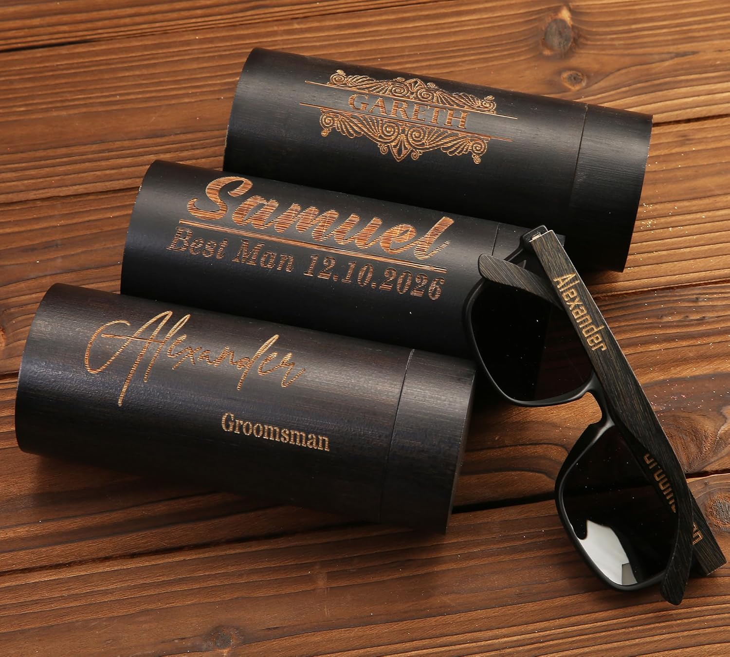 Personalized Wooden Unisex Polarized Sunglasses, Groomsmen Gifts, Bridesmaid Gifts, Mens Gift, Gift for Her, Anniversary Gift, Wedding Gift - Image 4