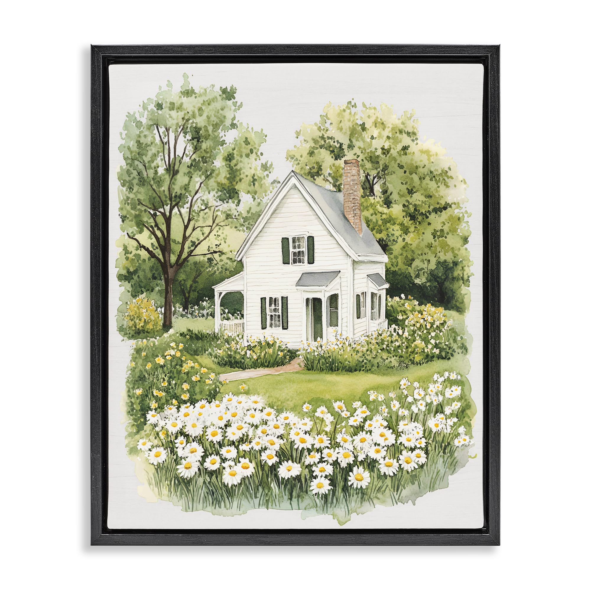'Quaint Countryside Cottage Garden'| Floating Frame Canvas Art