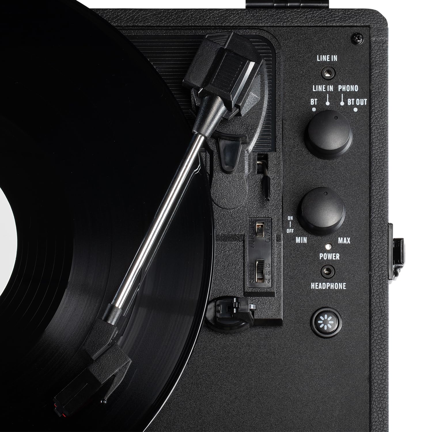 Journey Glow – Platine Vinyle Valise Portable Bluetooth avec Haut-parleurs stéréo et Basses renforcées – 18 Effets Lumineux LED RGB et Modes de Pulsation Musicale (Noir)