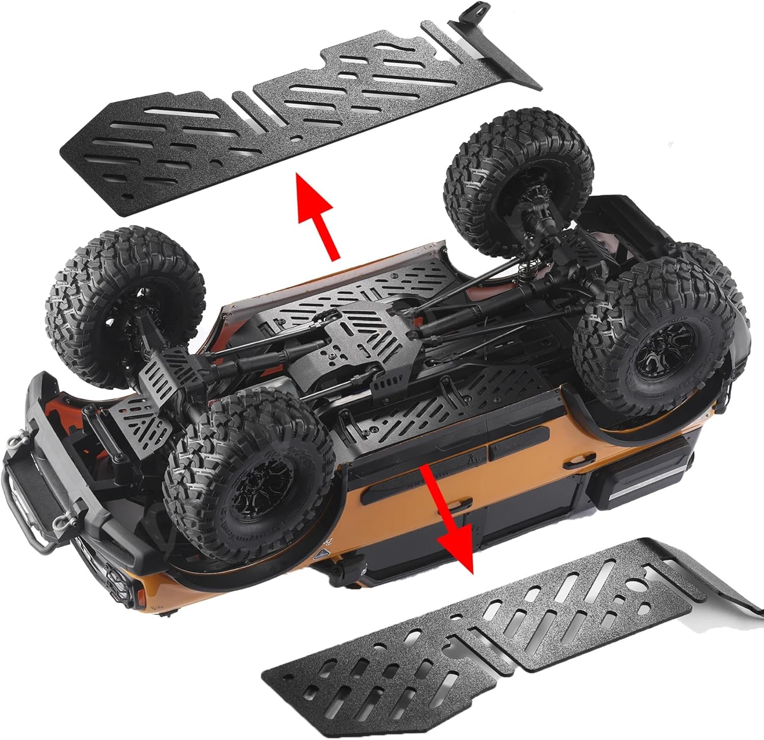 TRX4 TRX6 Chassis Armor Upgrade Set 7Pcs - Metal Chassis Armor, Axle Protector, Skid Plate & Electronics Box Armor for 1/10 RC Crawler TRX4 TRX6 82046-4 92076-4 K5 Upgrade