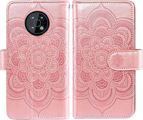 Miniatura 5 de Asuwish Funda de teléfono para Nokia G50 5G con protector de pantalla de vidrio templado y tarjetero de cuero con diseño de flores, soporte para
