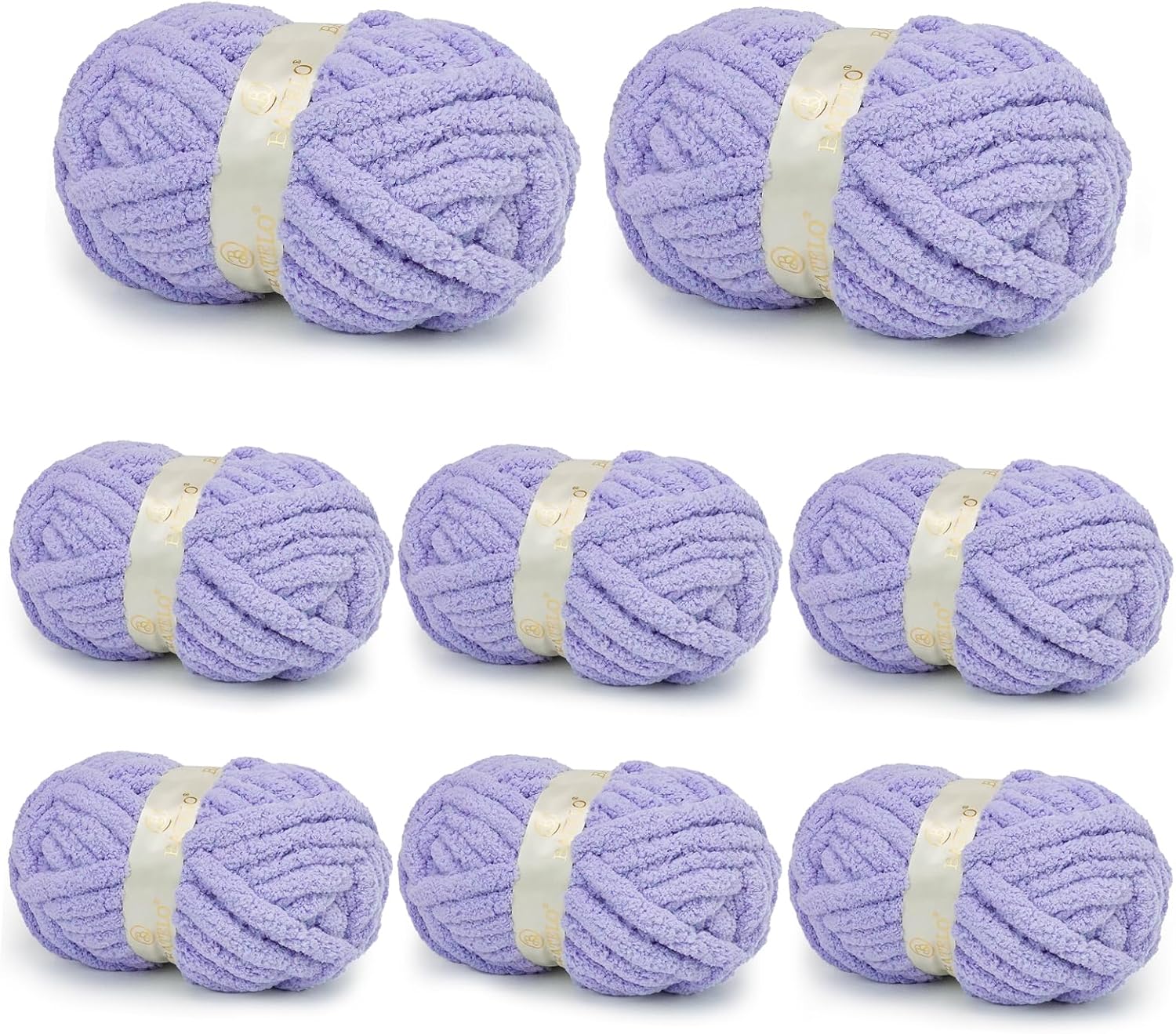 Chunky Yarn for Hand Knitting, Chunky Chenille Blanket Yarn for Crocheting, Bulky Soft Fluffy Chenille for Blanket Project, 8 Pack of 8oz/25yds, Lavender