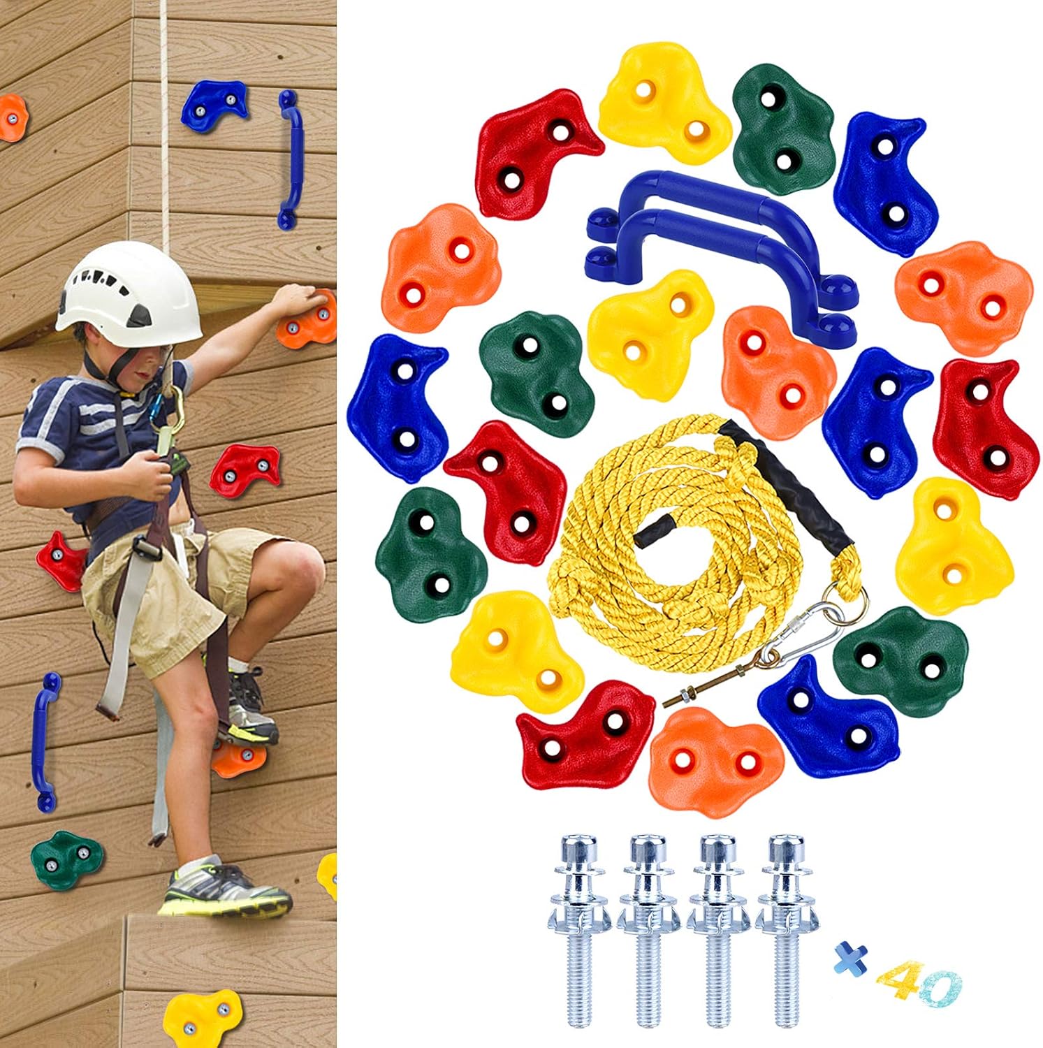 10 Rock Climbing Holds Indoor or Outdoor for Kids Play Set Rock Wall