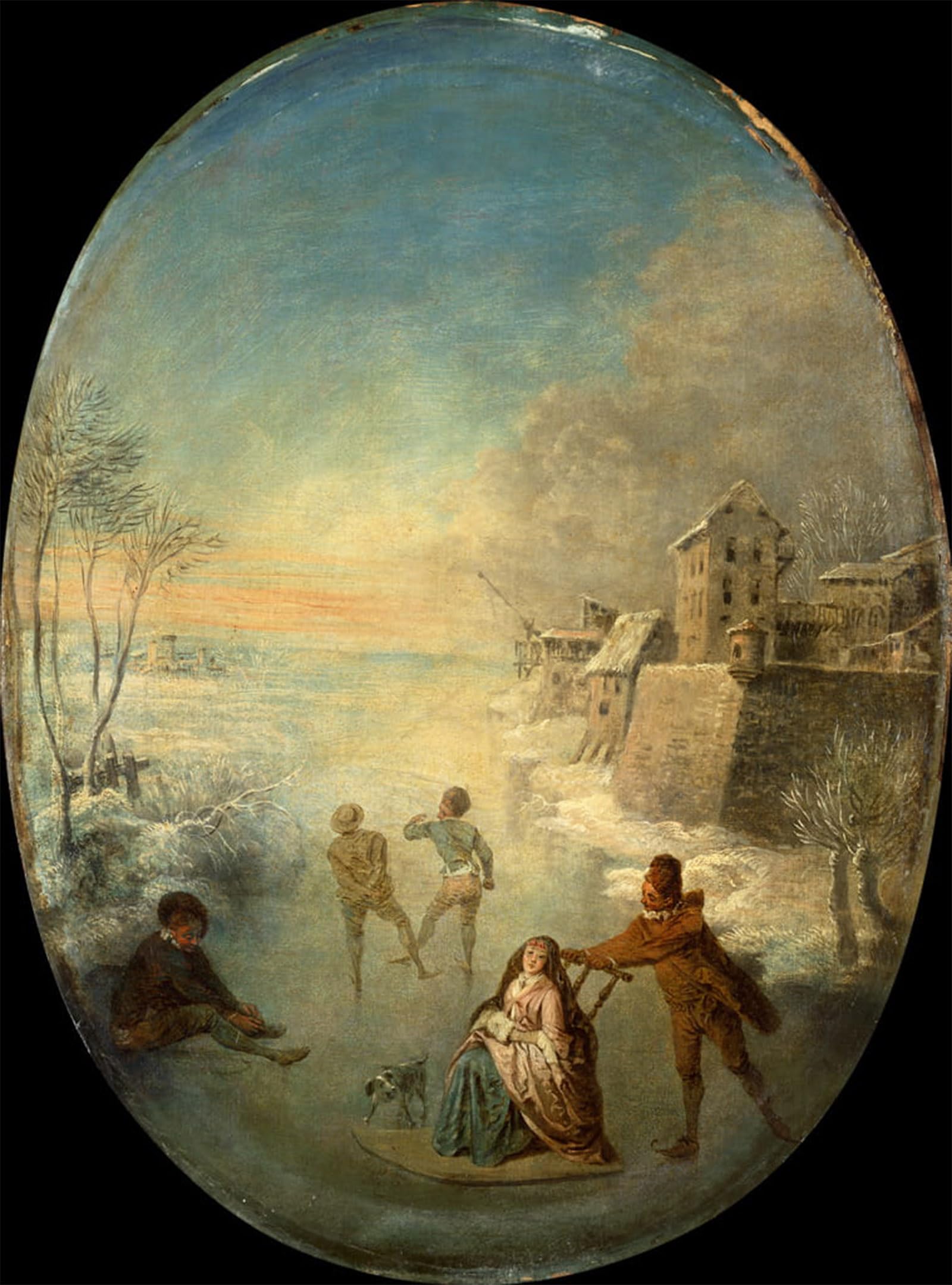 POSTERIIk Vintage Art Print Images Pictures Print Gentlefolk on the Ice by Jean Antoine Watteau Modern Colour Posters for Office Home Decor 60x90cm