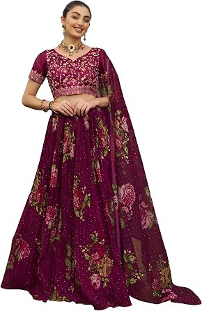 Cbazaar Ready To Wear Wedding Lehenga with a stitched blouse and Dupatta, Bridesmaid Wear, Party Wear Lehenga for Women