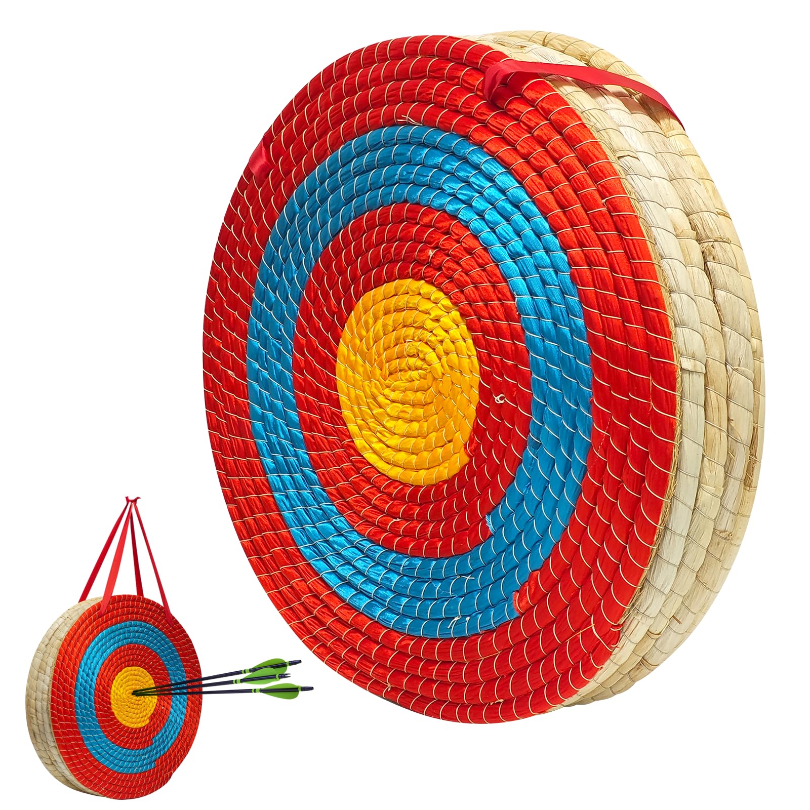 Bogenschießen-Zielscheibe, solides Stroh, rundes Ziel, traditionelles Bogenpfeil-Ziel, verwendet für Outdoor-Sportarten, Bogenschießen, Darts und Schießübungen für Erwachsene, 50 cm x 5