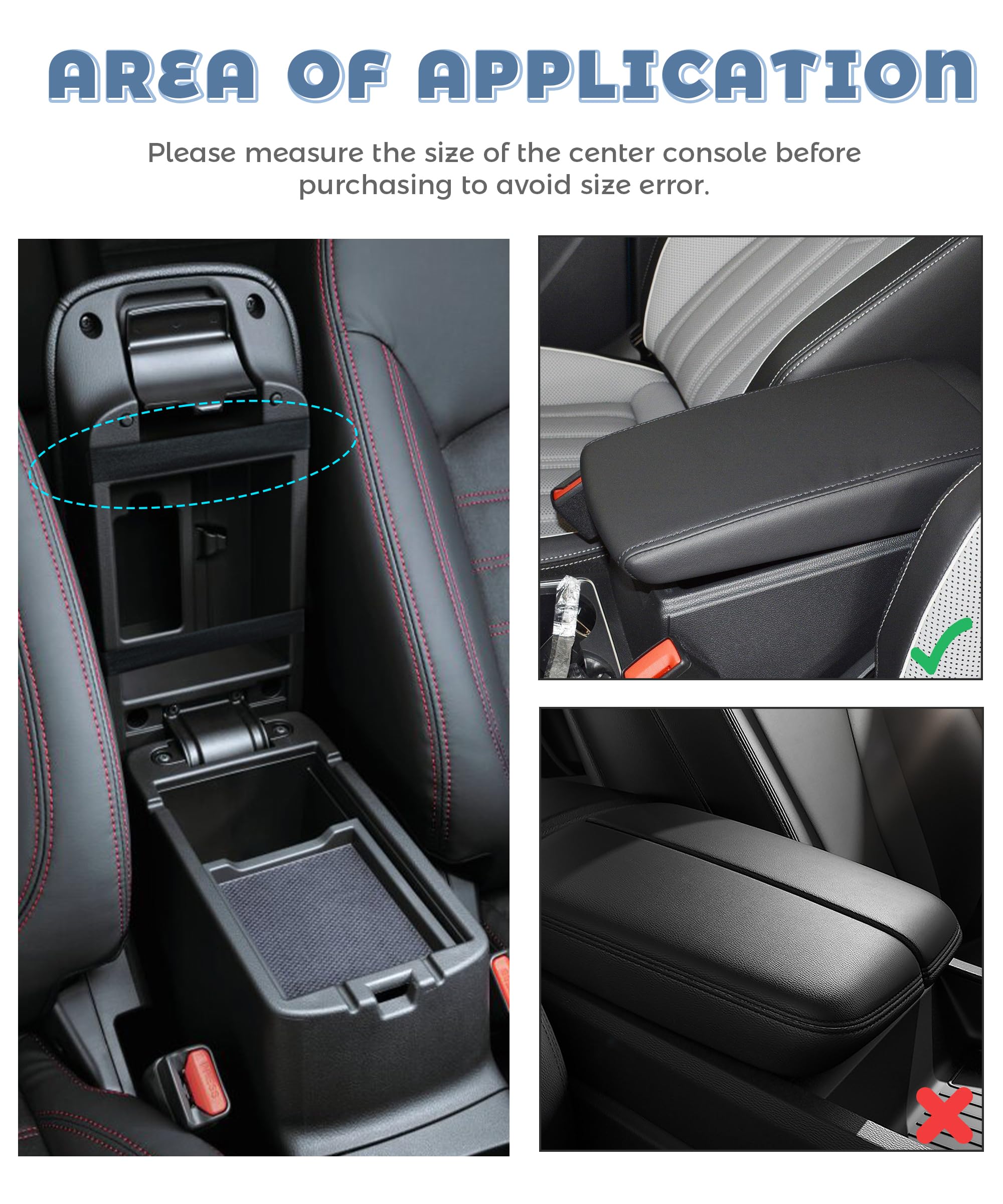 Microfiber Leather Center Console Cover Car Accessories Car Center Console Pad Microfiber Leather Armrest Cover Cushion with 2 — view 6