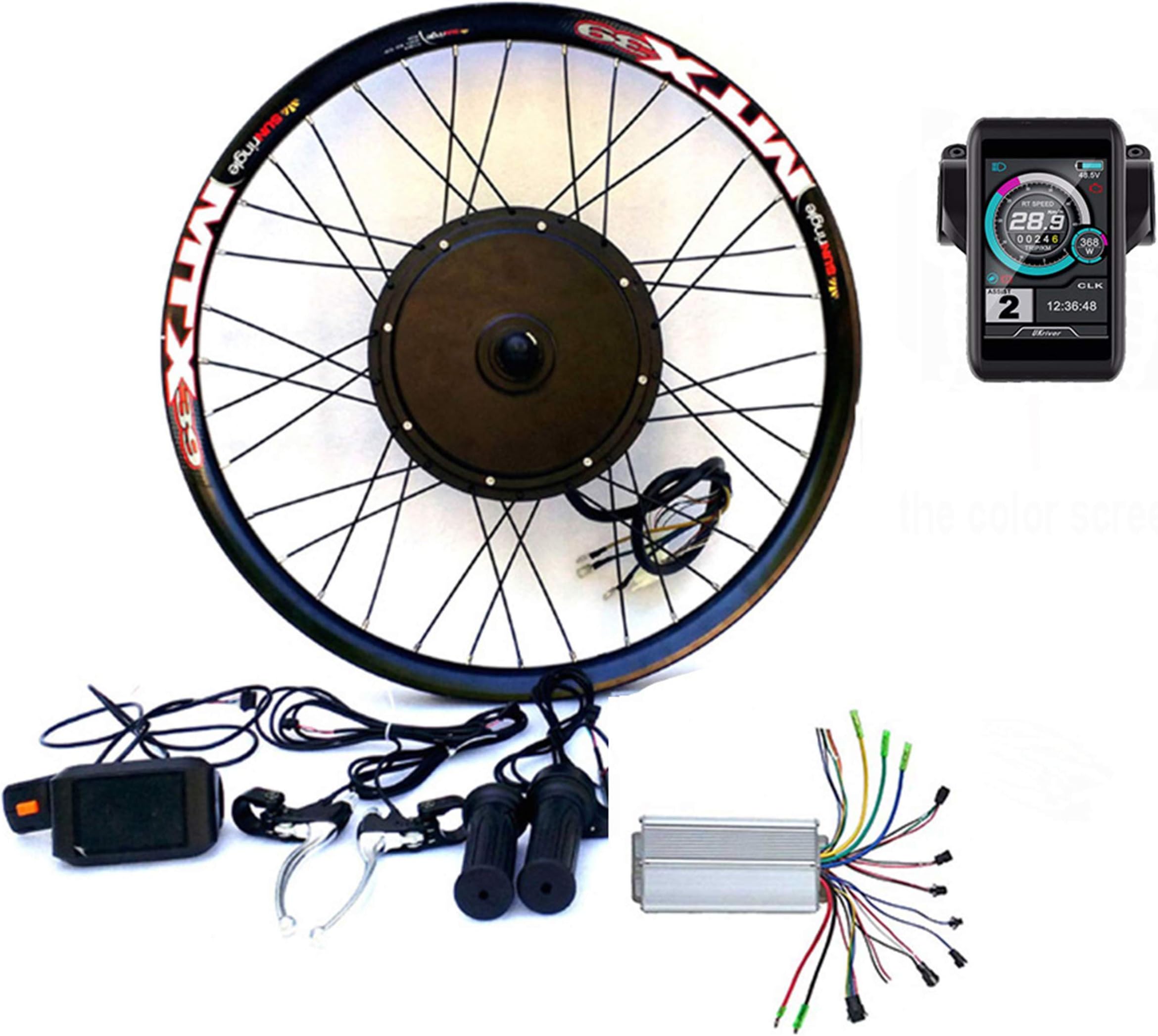 Waterproof 48V1500W Electric MTB Bicycle E Bike Hub Motor Conversion kit theebikemotor (26", Rear Wheel + TFT Display + Disc Brake)