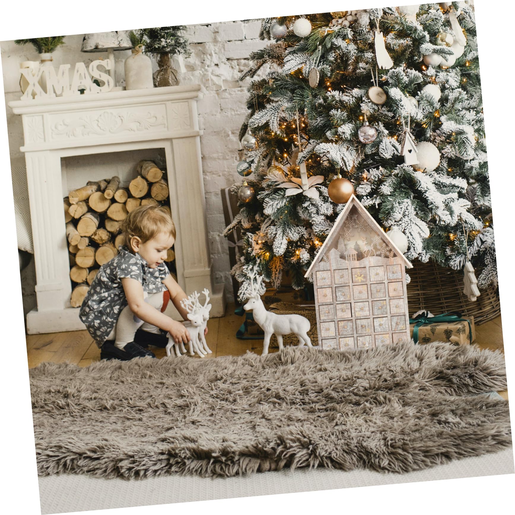 1pieza Calendario De Adviento De Madera Luminosos Para Decoración Navideña Para Niño Niña Sorpresas y Dulces Accesorio Encantador Para Fiestas De Navidad