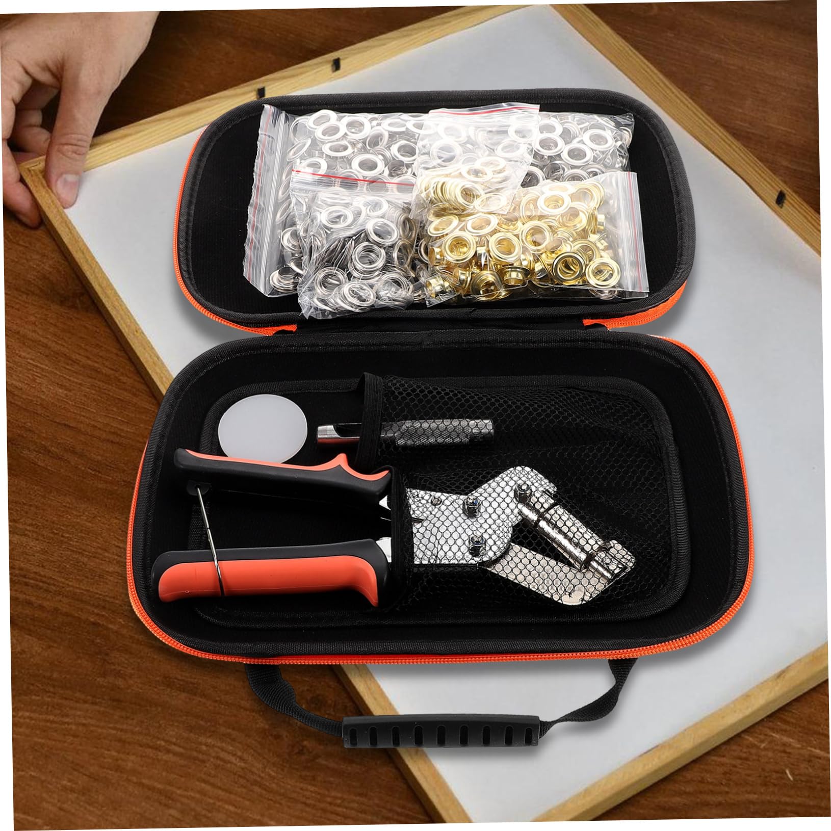SHINEOFI Kit de Herramientas para Ojales Perforadora de Metal y Tela Juego de Alicates Portátil para Manualidades Reparación Bolsa