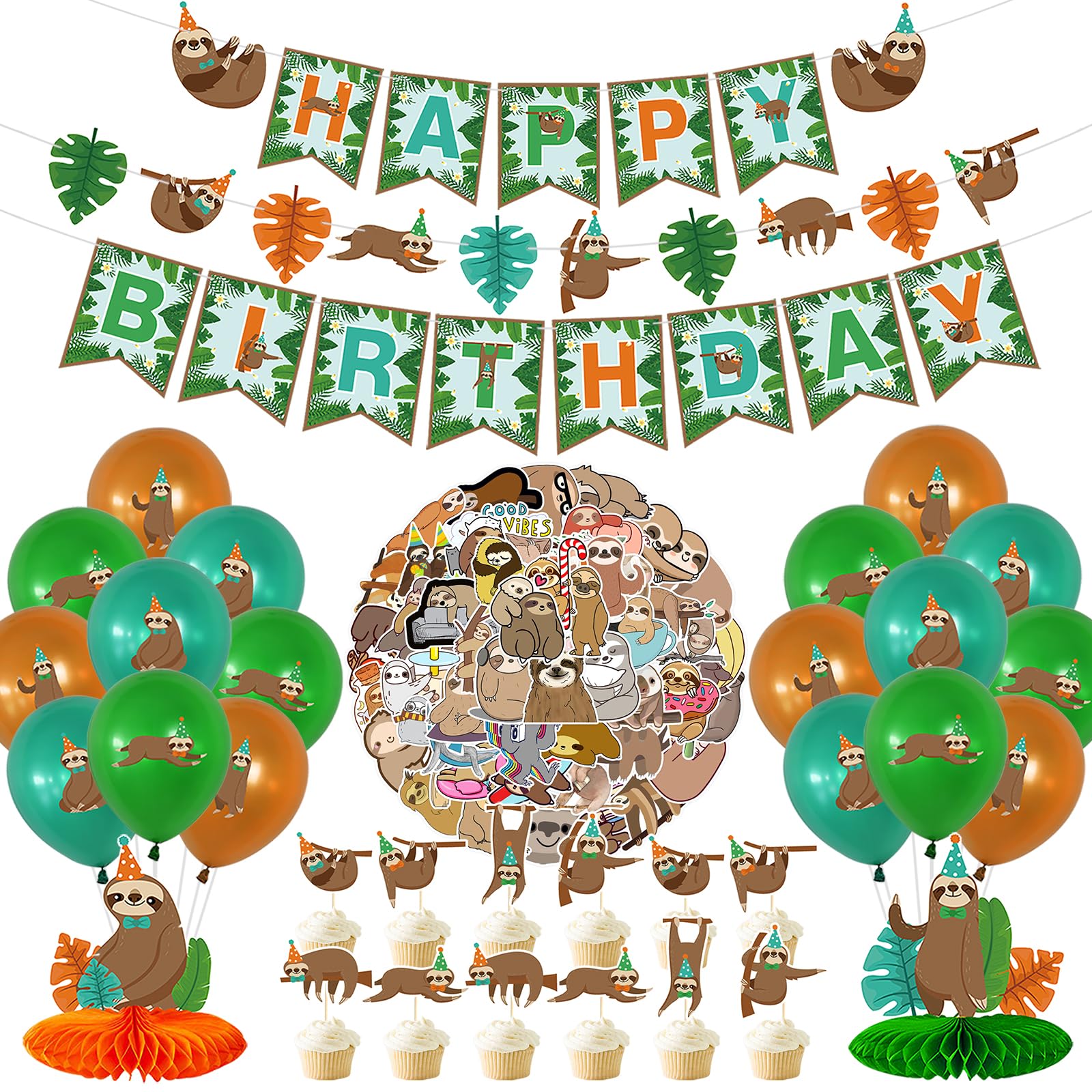 Party Supplies Sloth Themed Baby Items 96 Pcs Sloth Animal Party