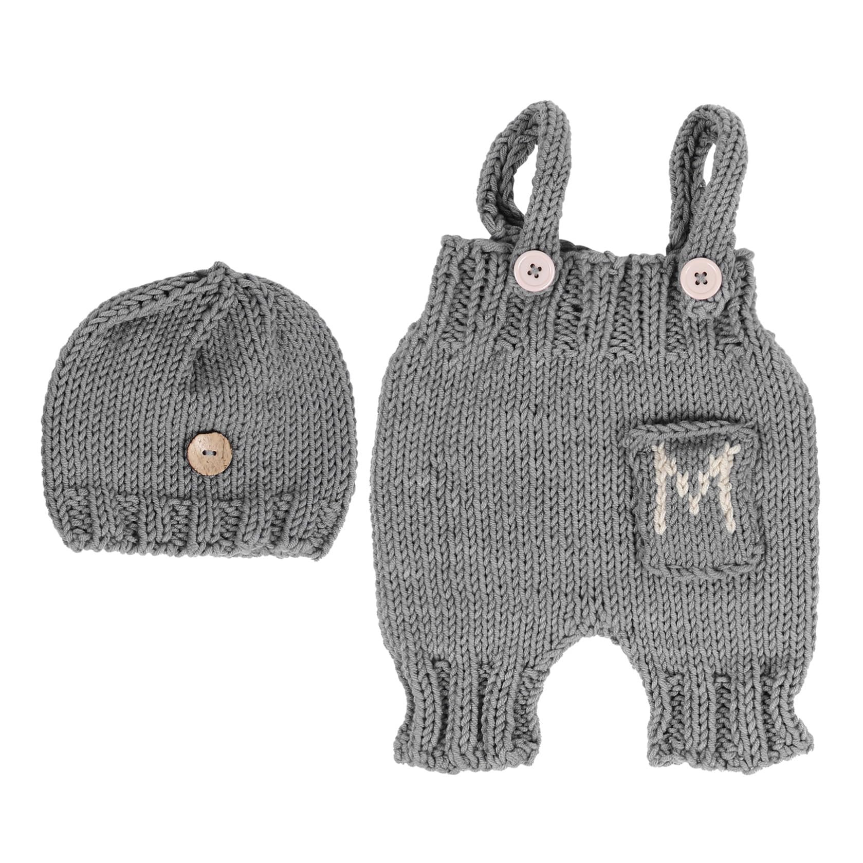 SHERCHPRY tirantes recién nacidos ropa de recién nacido traje de punto para fotos de bebé niño traje bebe gorro bebe disfraz de recien nacido traje de fotografía recién nacido Grey