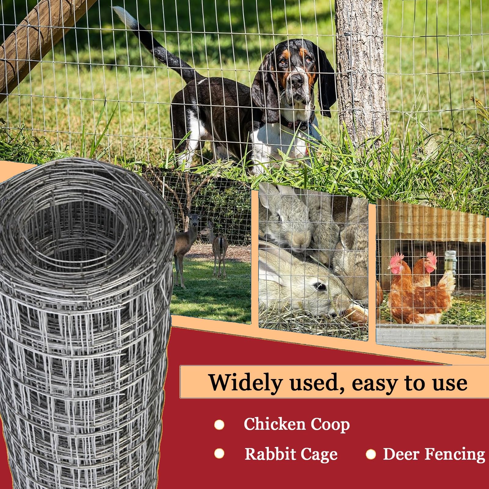 Valla de Alambre soldada de Acero Inoxidable para gallinero - Malla metálica de 1 x 10 cm para jardín, Red para pájaros y jaulas para Mascotas - Rollo de Malla Resistente (1,2 x 8 m / 47,2 x