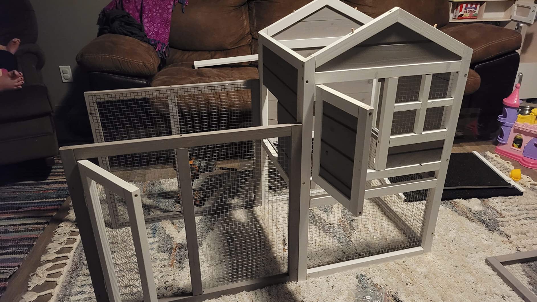 23/mo Finance Tangkula Rabbit Hutch, Indoor Outdoor Bunny Cage with Run, Wooden Rabbit Cage