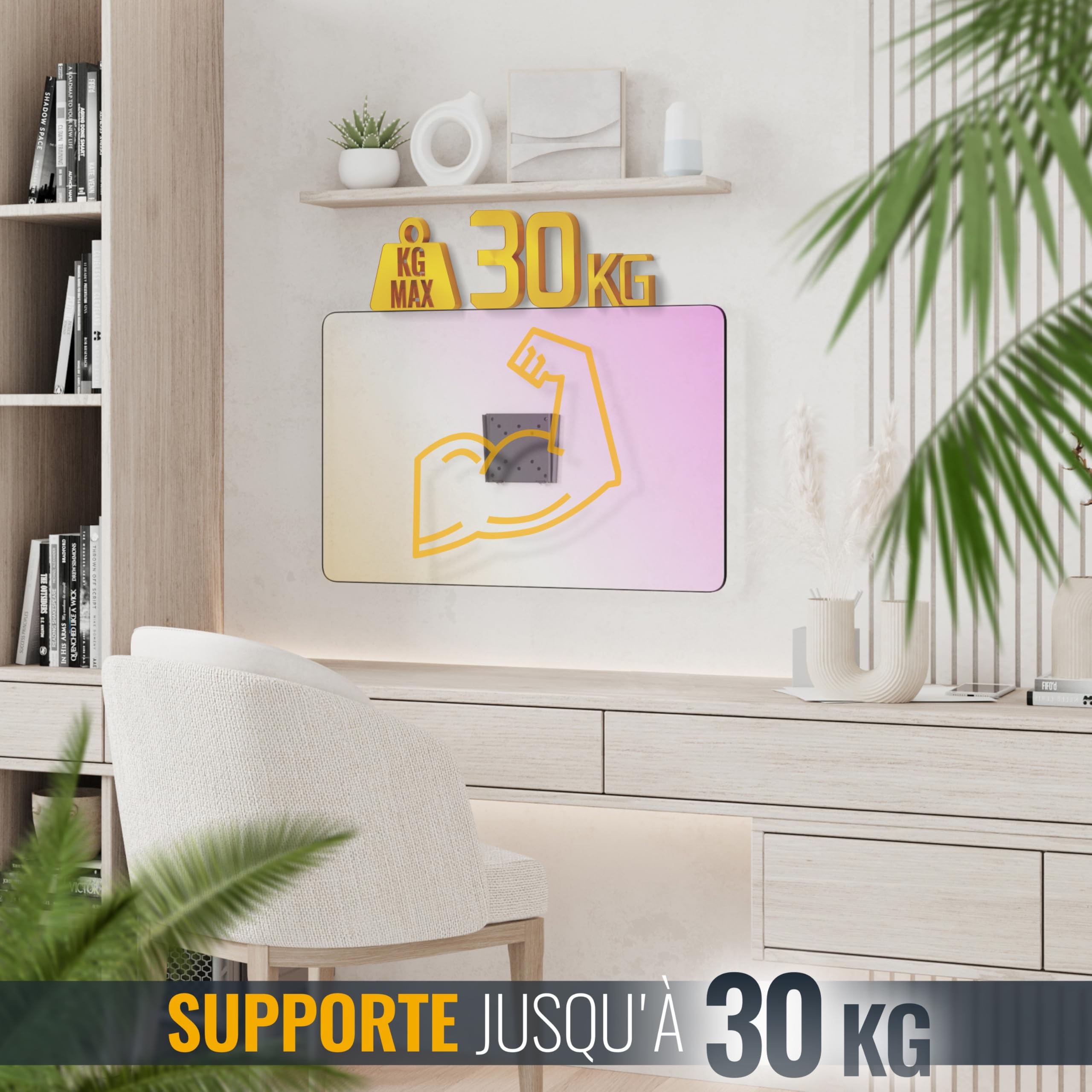 RICOO F0311 Support Mural Écran PC TV 13 17 19 22 24 27 28 32 34 Pouces Fixe Plat Ultra Slim Universel Fixation Murale TV QLED OLED LED LCD VESA 50x50 75x75 100x100