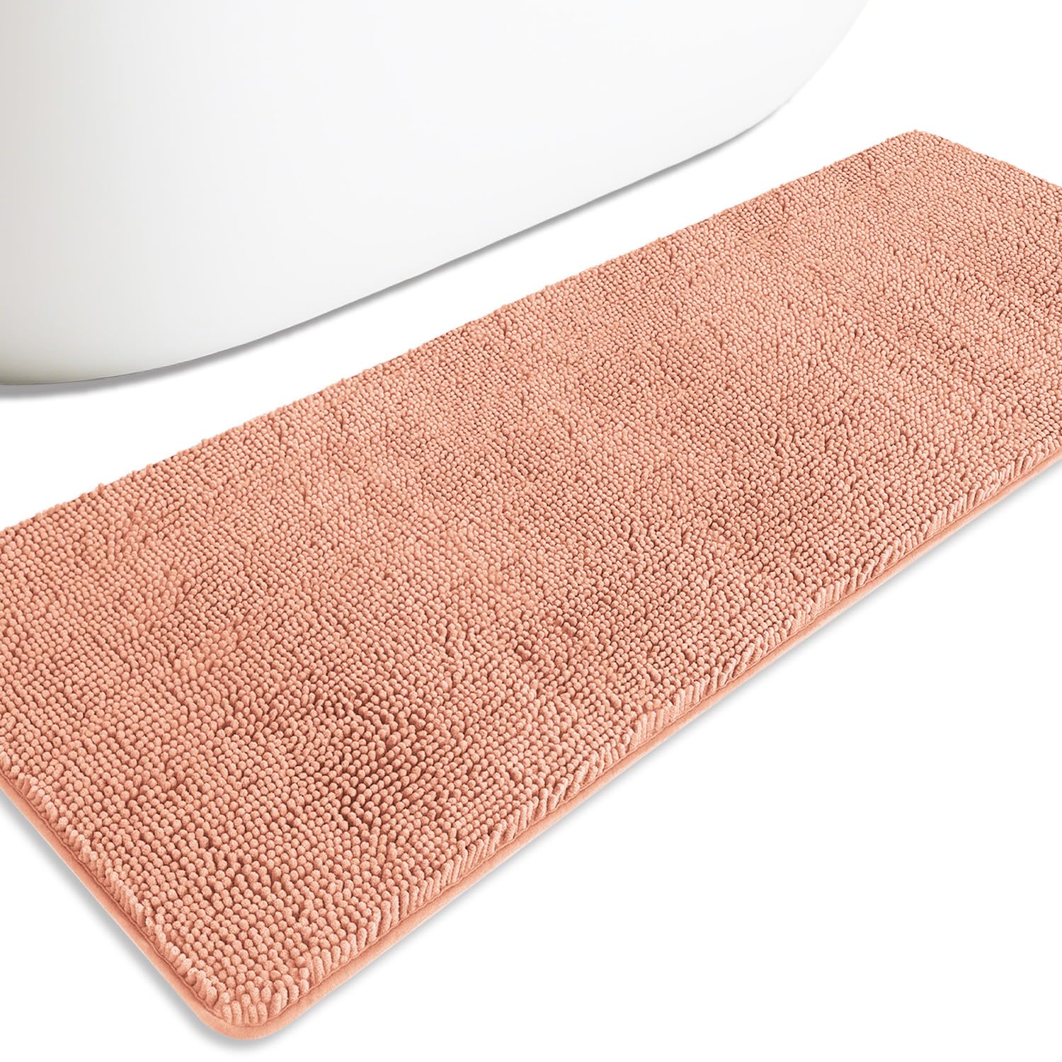 PureSwan Bathroom Runner Rugs 24 x72 Non Slip – Extra Large Long Bath Mat | Absorbent and Washable Thick Chenille Bath Rug for Bathroom, Shower, Sink(Dusty Pink) — image 1