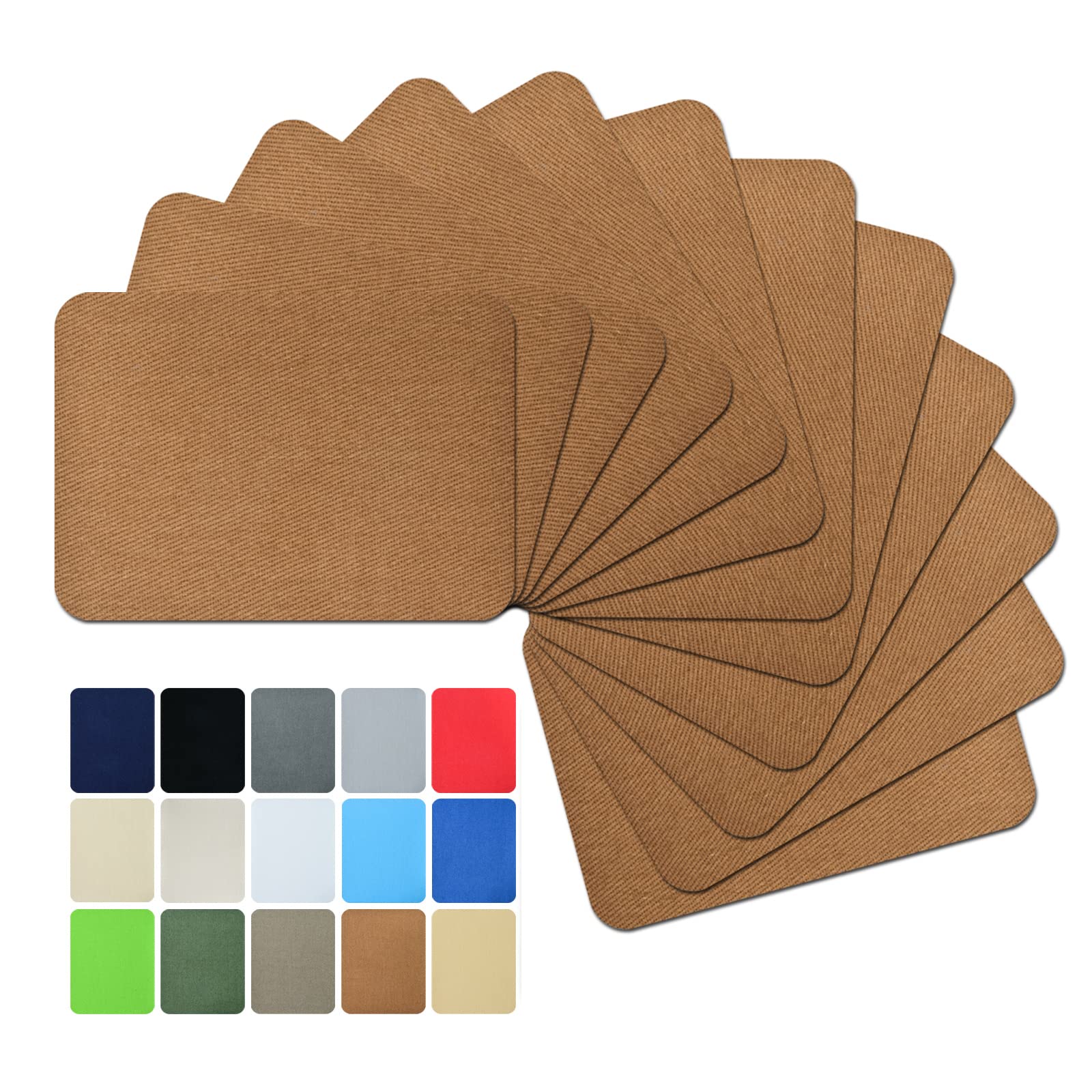 Premium Quality Fabric Repair Patches Iron-on Patches for Clothing Inside &amp; Outside Strongest Glue Cotton 3" by 4-1/4" (7.5 cm x 10.5 cm)… (12PCS-Camel)