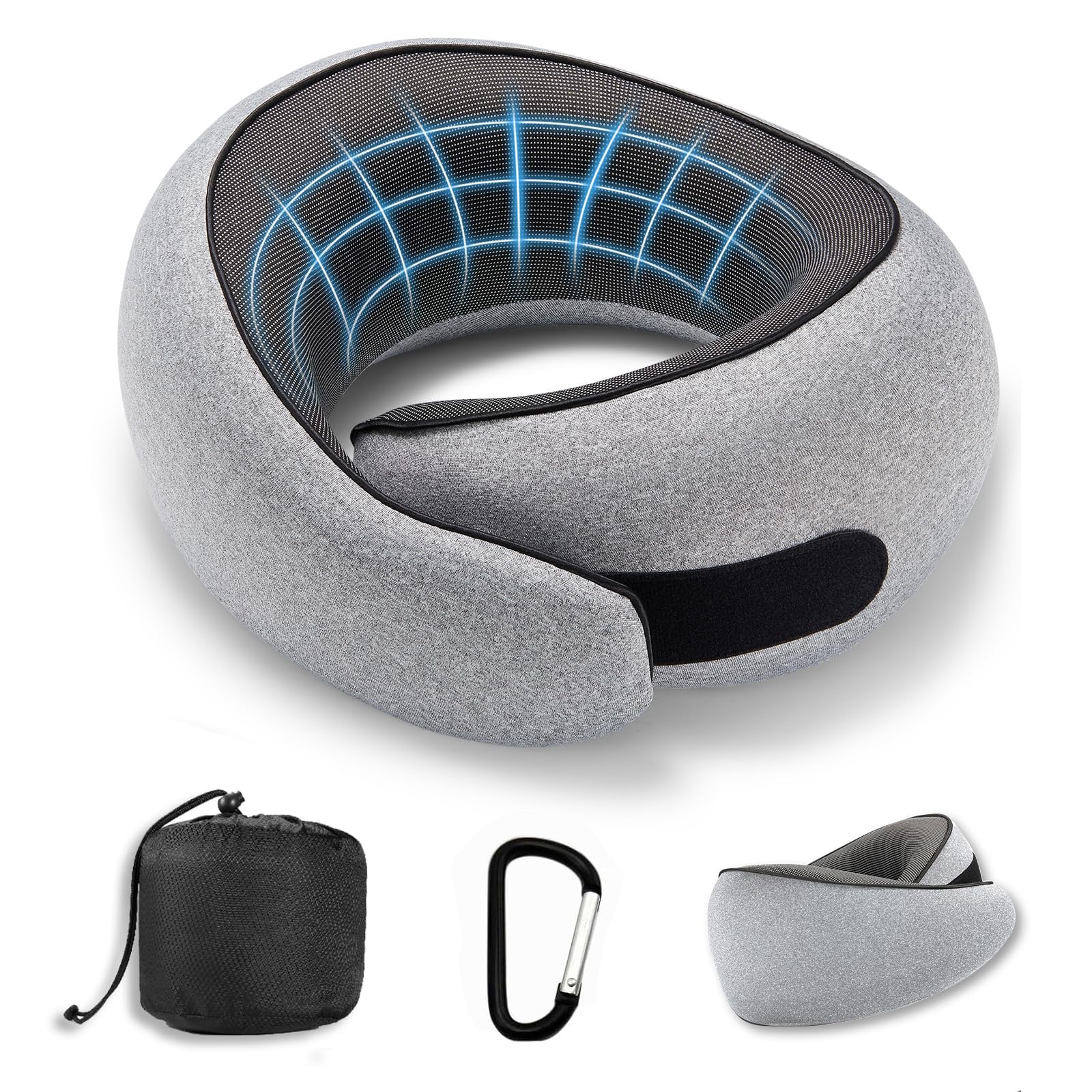 Photo 1 of SZXYX Neck Travel Pillows - 100% Pure Memory Foam Neck Pillow for Airplanes, Comfortable Breathable Cover, 360° Support Stowable Pillows for Sleeping, Car, Airport Travel Essentials, Heather Gray